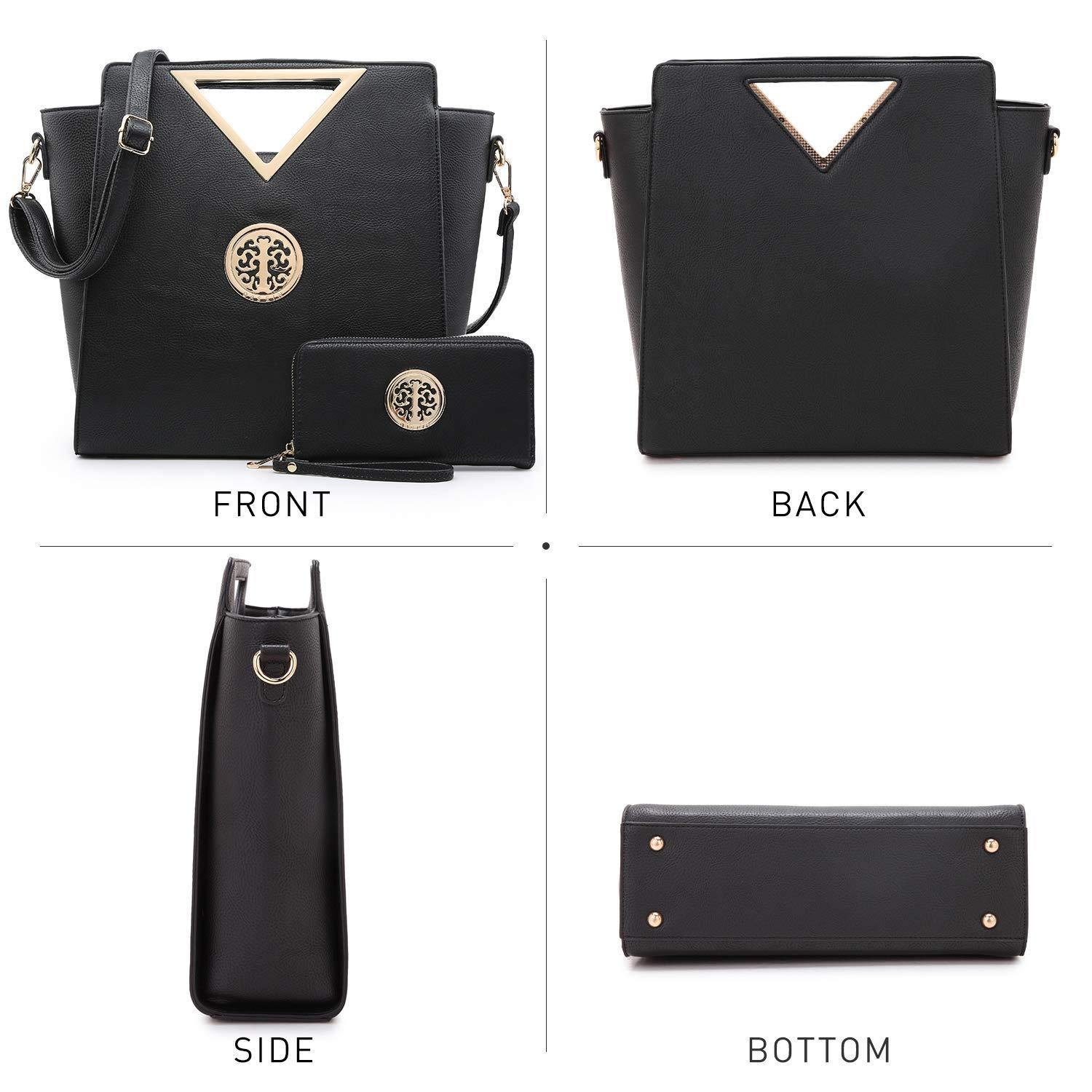 Fashion Design Chic Triangle Handle Shoulder Bag with Matching Wallet l Dasein - Dasein Bags