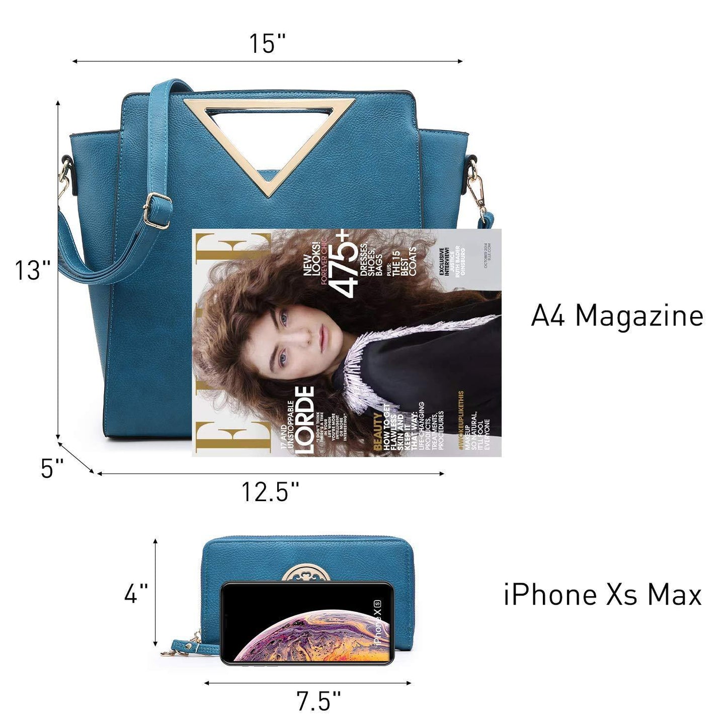 Fashion Design Chic Triangle Handle Shoulder Bag with Matching Wallet l Dasein - Dasein Bags