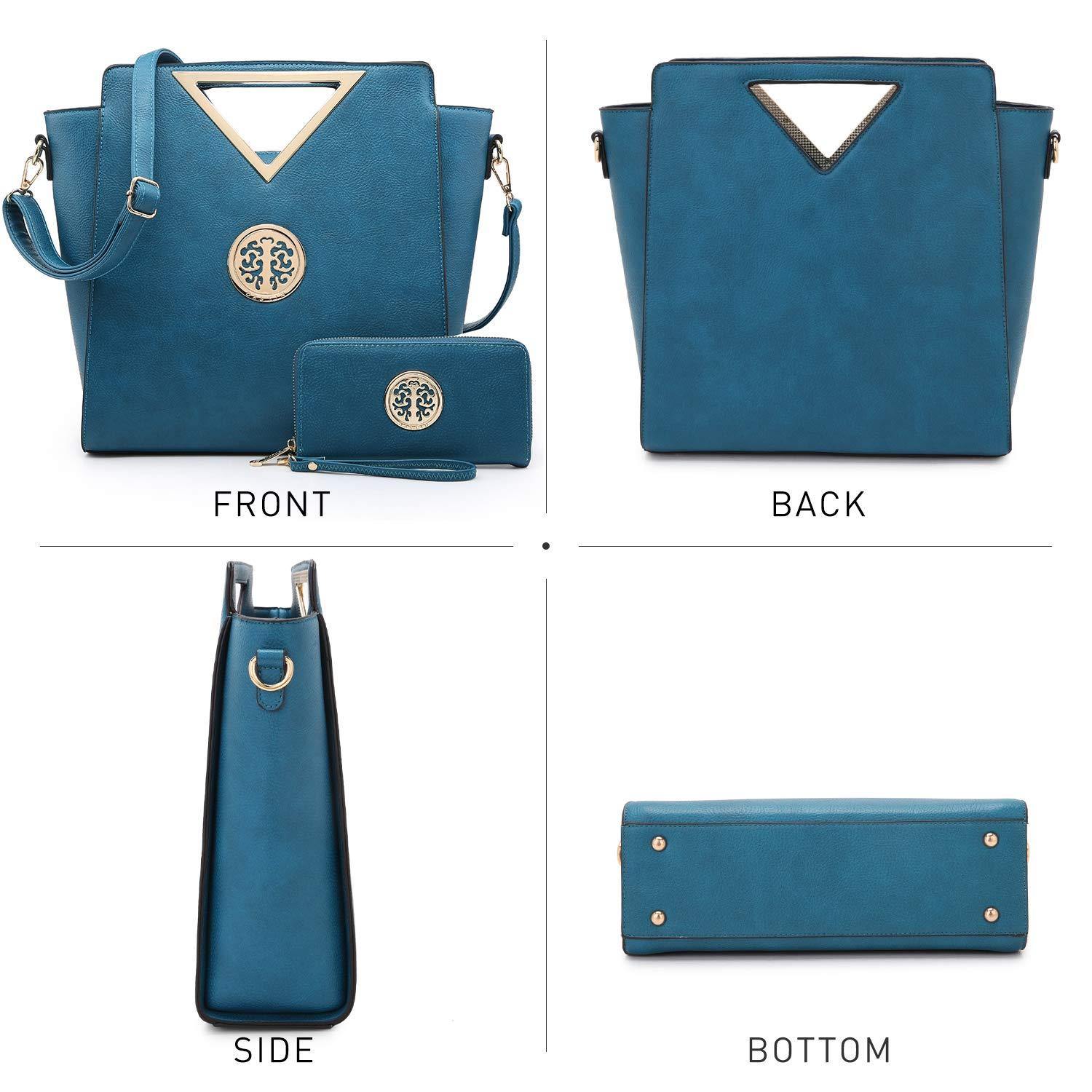 Fashion Design Chic Triangle Handle Shoulder Bag with Matching Wallet l Dasein - Dasein Bags