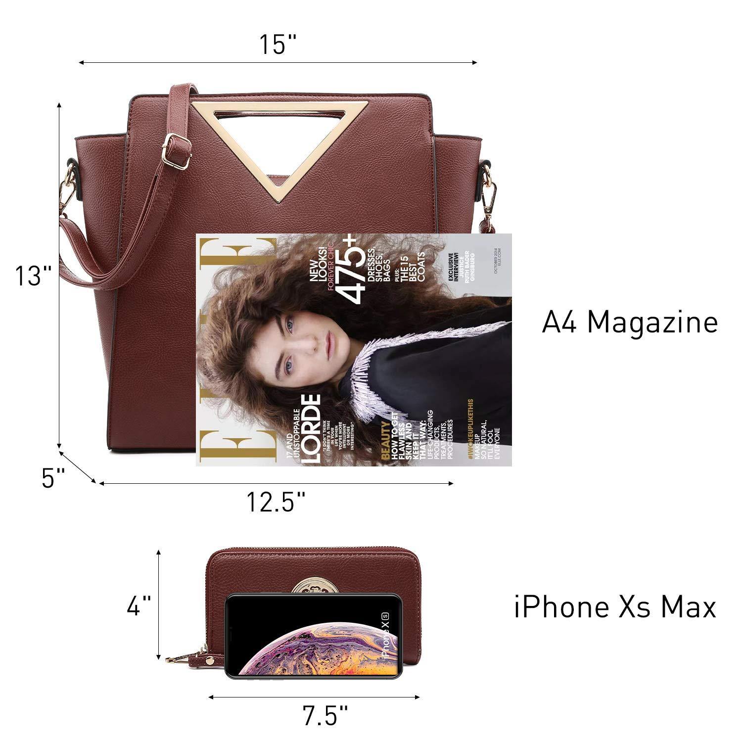 Fashion Design Chic Triangle Handle Shoulder Bag with Matching Wallet l Dasein - Dasein Bags