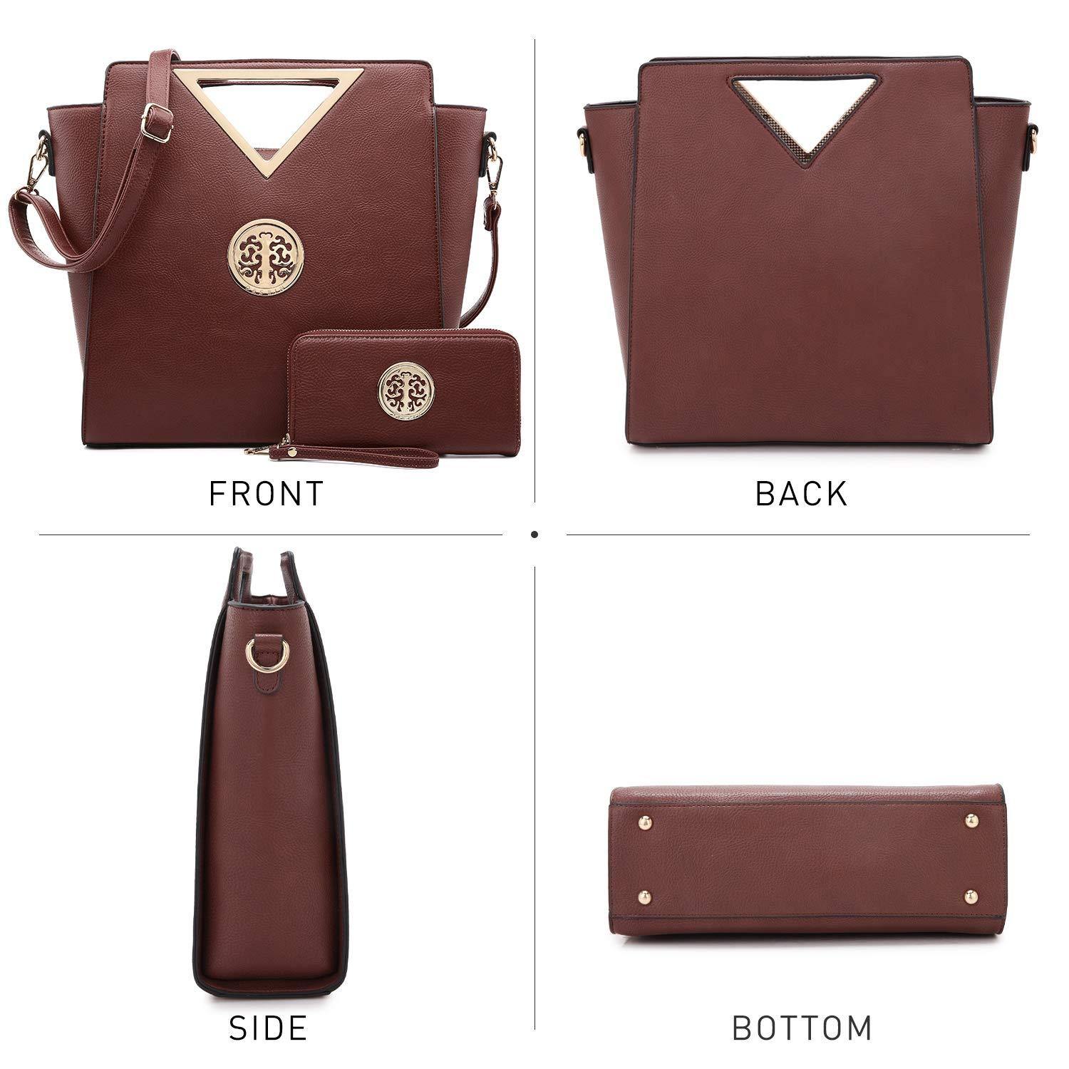 Fashion Design Chic Triangle Handle Shoulder Bag with Matching Wallet l Dasein - Dasein Bags