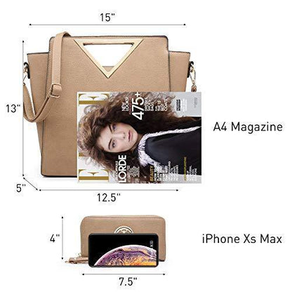 Fashion Design Chic Triangle Handle Shoulder Bag with Matching Wallet l Dasein - Dasein Bags