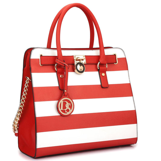 Dasein Large Saffiano Leather Tote with Chain Shoulder Strap - Dasein Bags