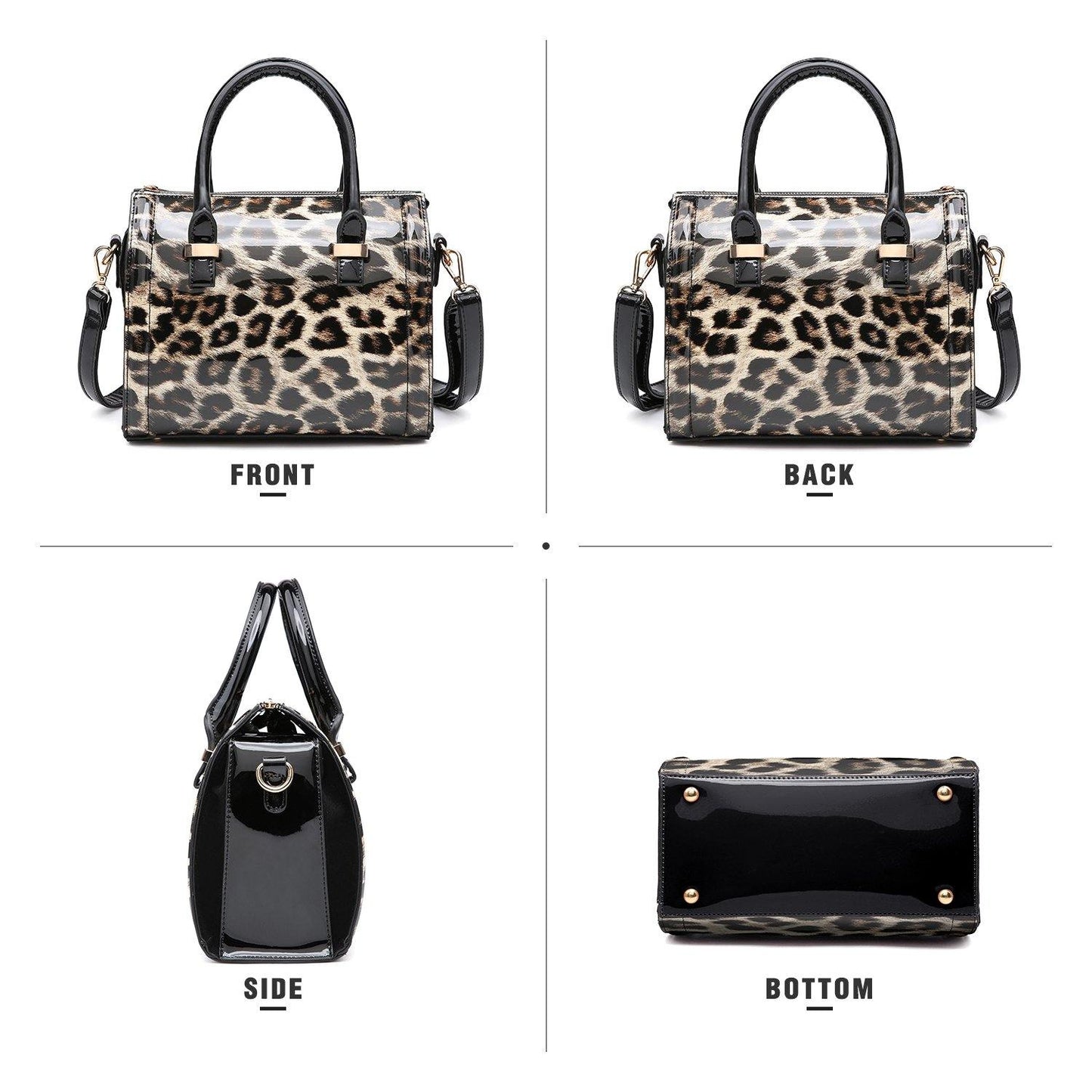 Shiny Patent Faux Leather Barrel Top Handle Satchel Bag for Women Dasein - Dasein Bags