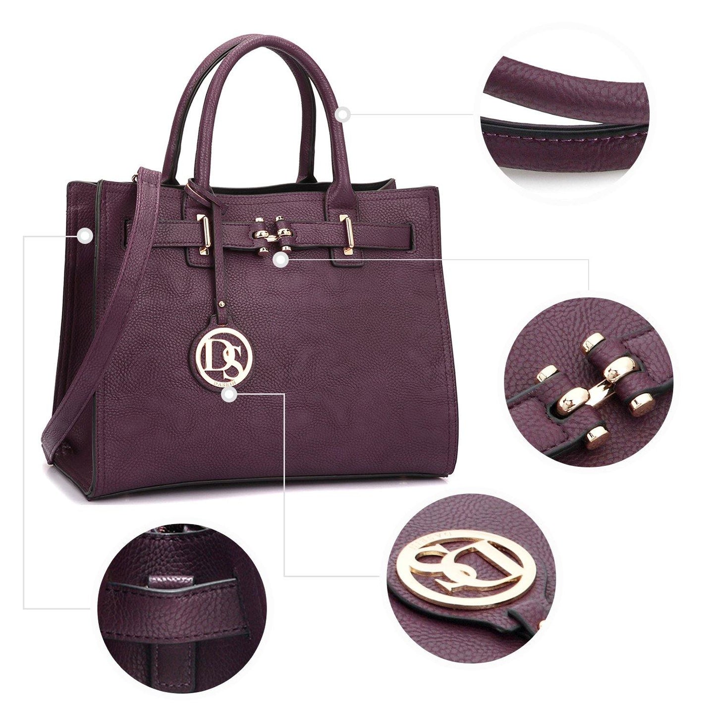 Women Satchel Purses Handbags Belted Top-handle Work Tote Shoulder l Dasein - Dasein Bags