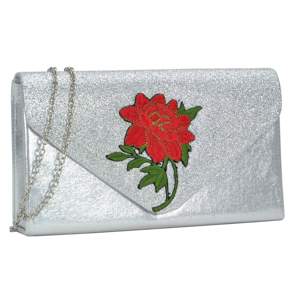Women Flower Evening Bags Clutch Handbags Wedding Party Prom Envelope Purses - Dasein Bags