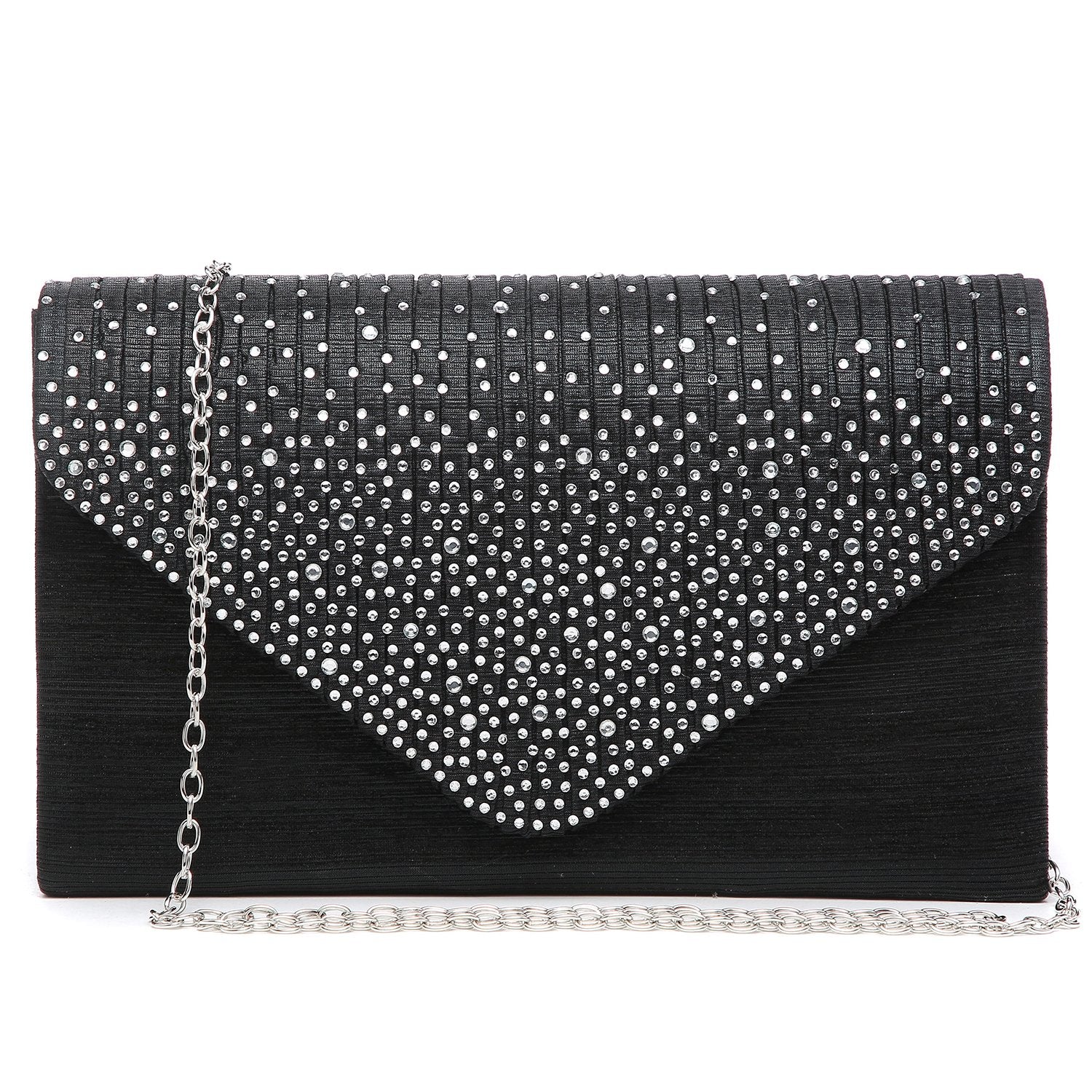 Rhinestone Envelope Evening Clutch-Handbags & Purses-Dasein Bags