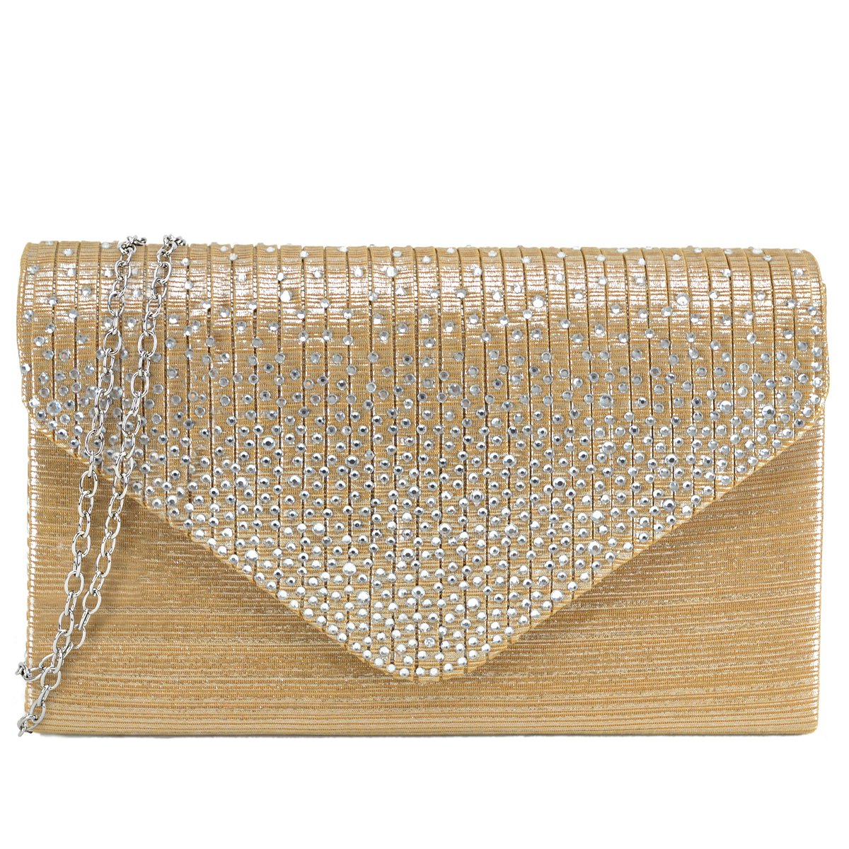 Rhinestone Envelope Evening Clutch-Handbags & Purses-Dasein Bags