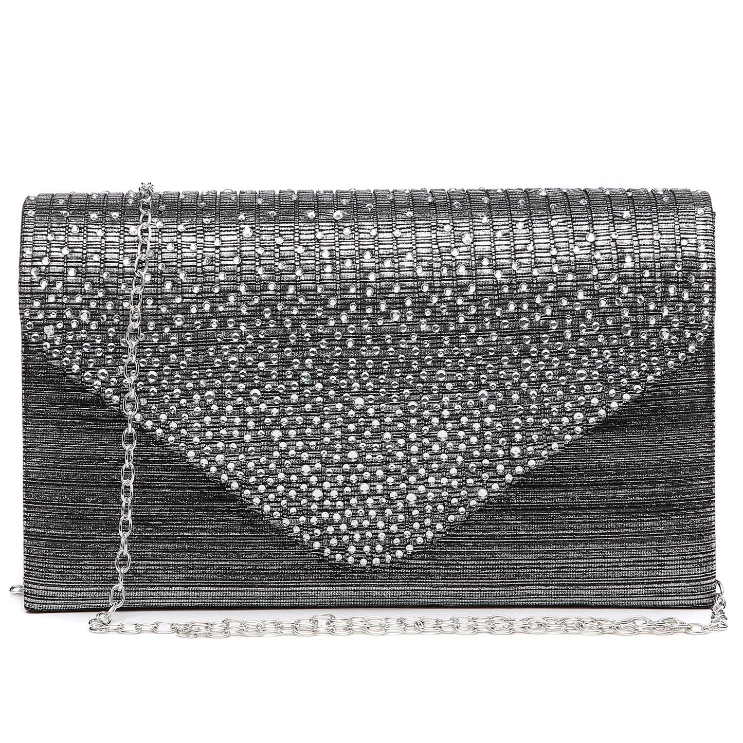 Rhinestone Envelope Evening Clutch-Handbags & Purses-Dasein Bags