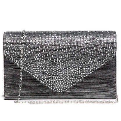 Rhinestone Envelope Evening Clutch-Handbags & Purses-Dasein Bags