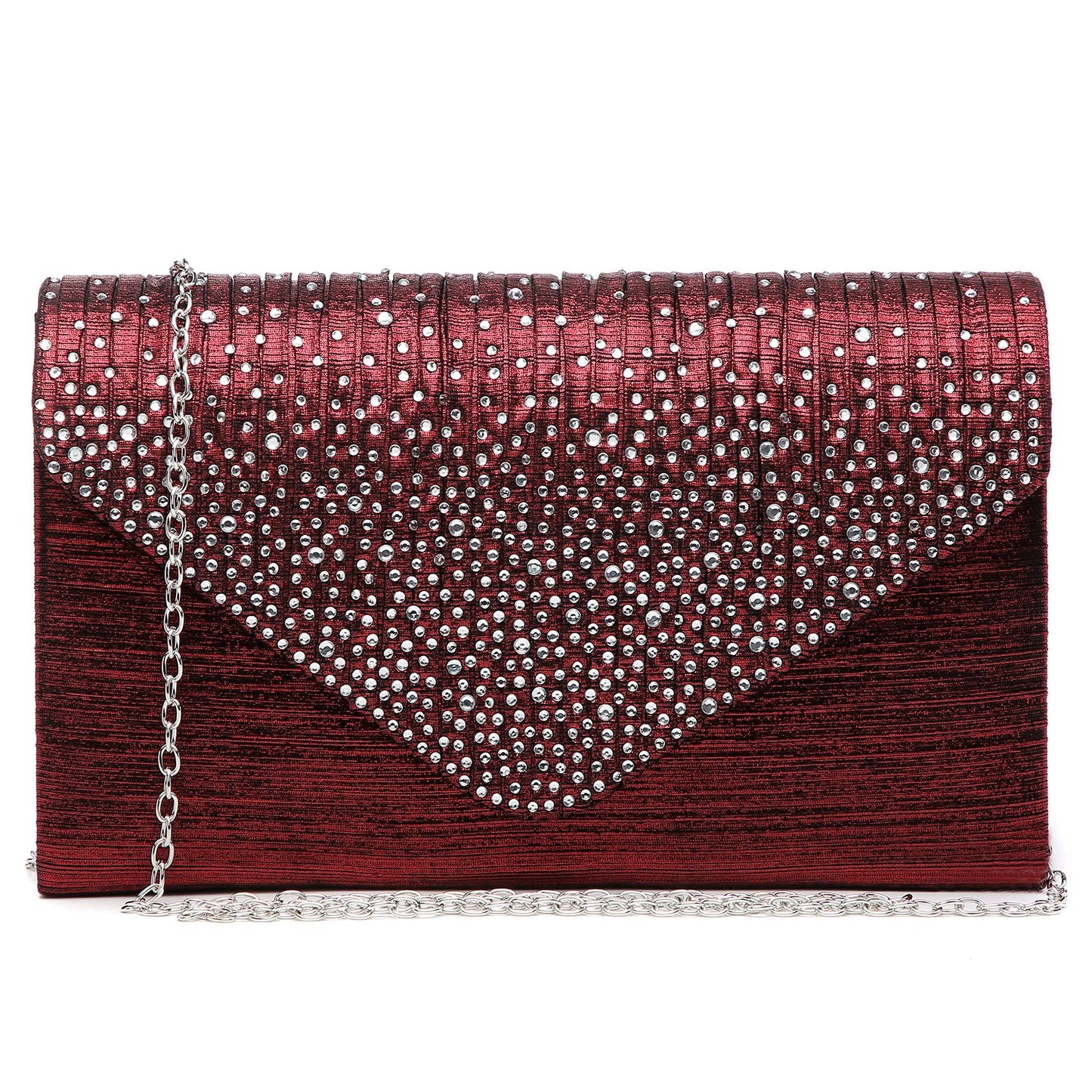 Rhinestone Envelope Evening Clutch-Handbags & Purses-Dasein Bags