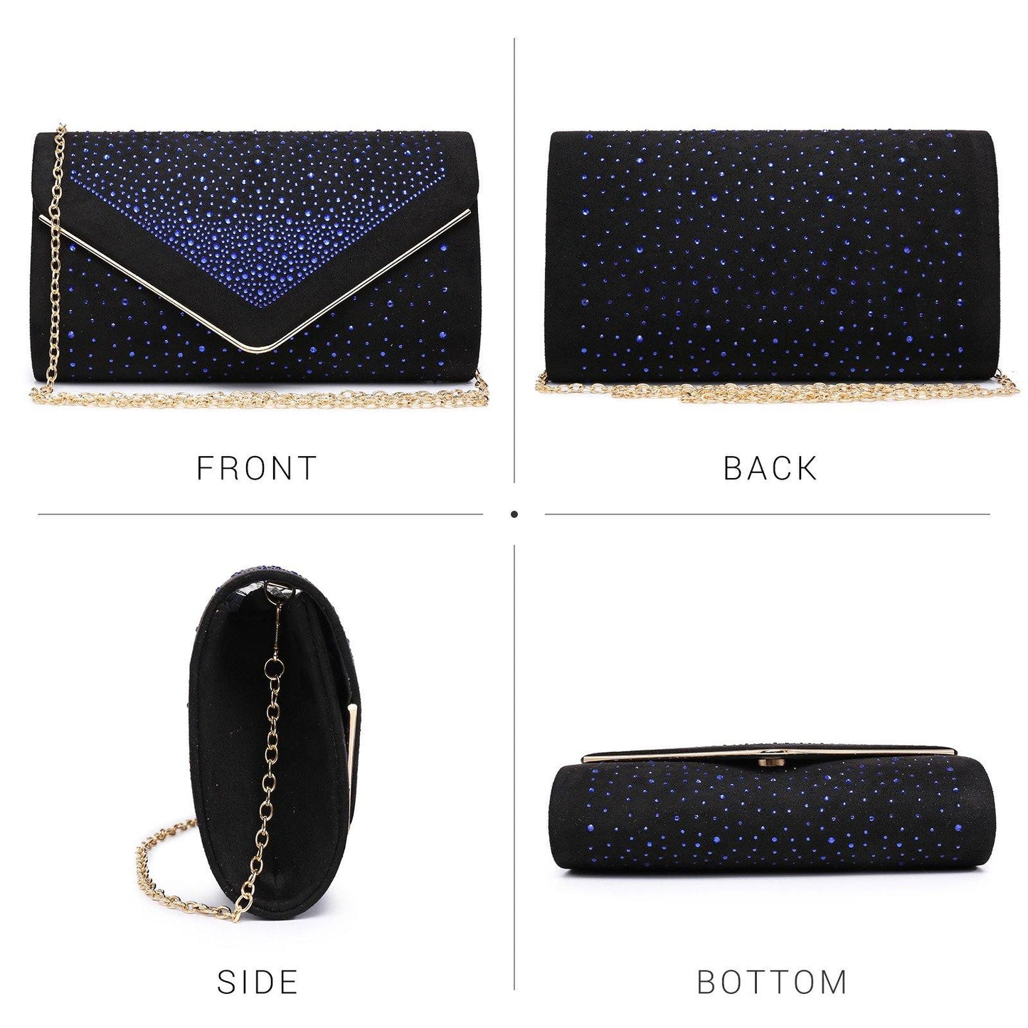 Envelope Shining Rhinestone Clutch Purses for Party Wedding Purse Dasein - Dasein Bags