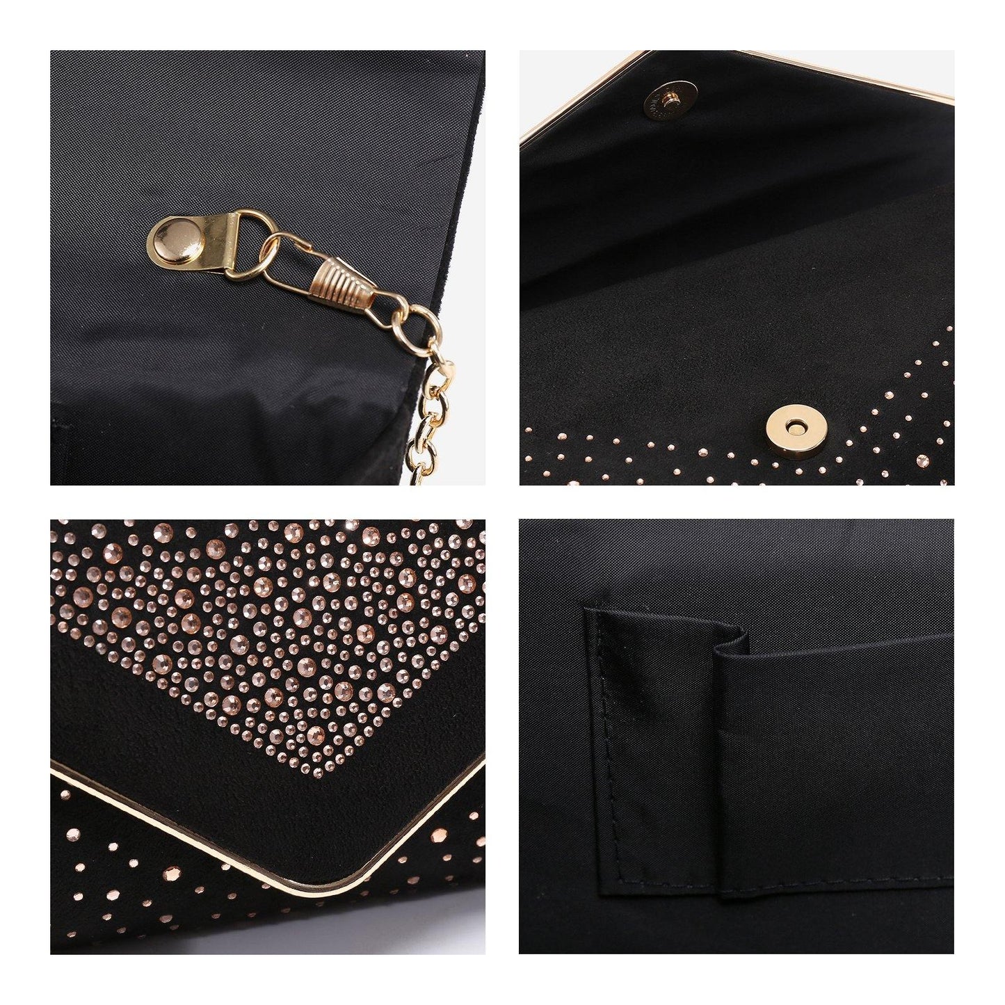 Envelope Shining Rhinestone Clutch Purses for Party Wedding Purse Dasein - Dasein Bags