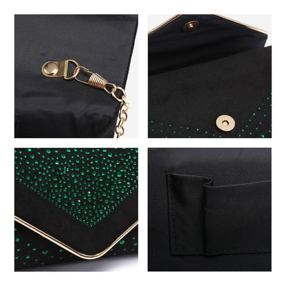 Envelope Shining Rhinestone Clutch Purses for Party Wedding Purse Dasein - Dasein Bags