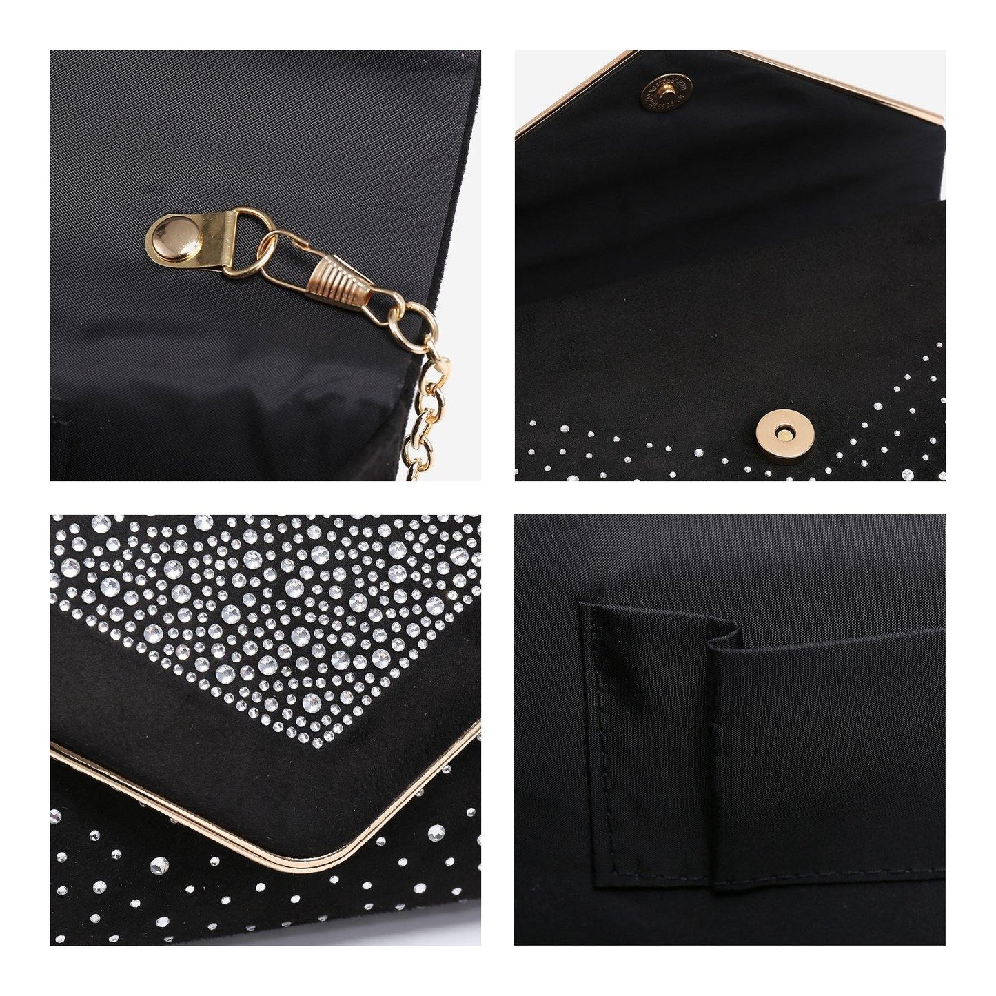Envelope Shining Rhinestone Clutch Purses for Party Wedding Purse Dasein - Dasein Bags