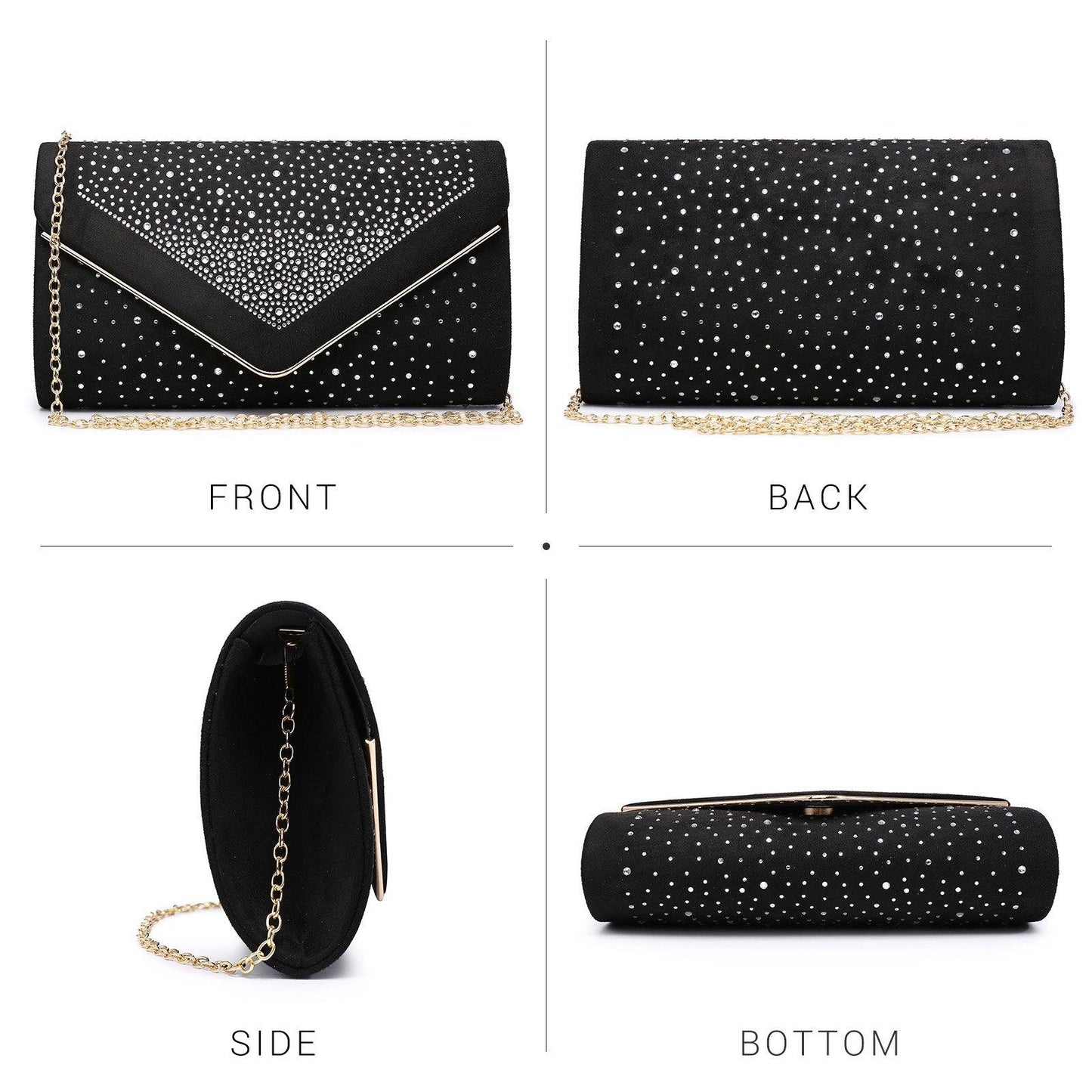 Envelope Shining Rhinestone Clutch Purses for Party Wedding Purse Dasein - Dasein Bags