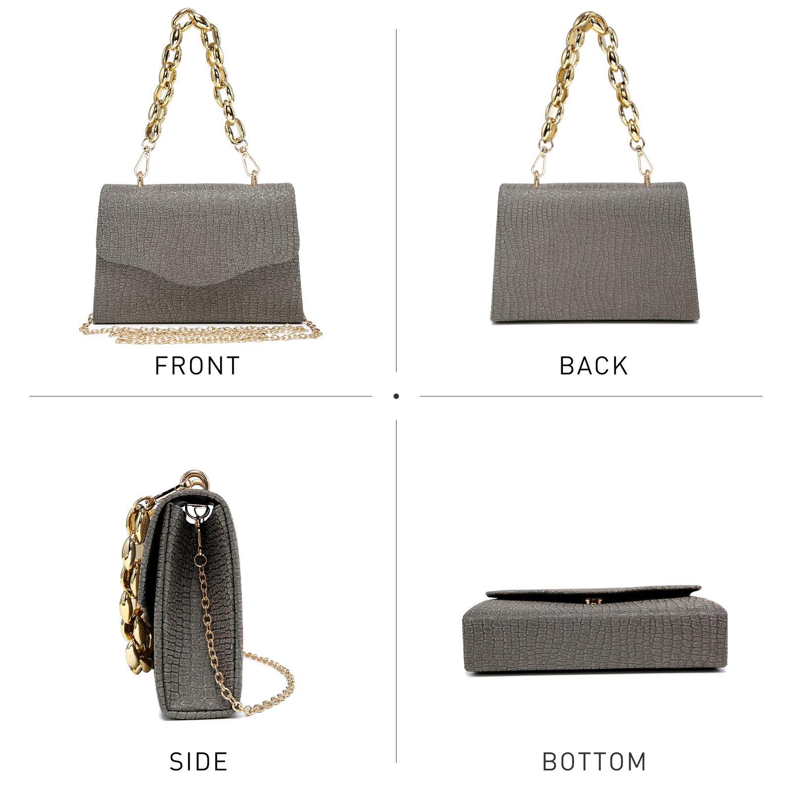 Chain Clutch Purse Glittering Evening Bag Party Cocktail Prom Handbags for Women - Dasein Bags