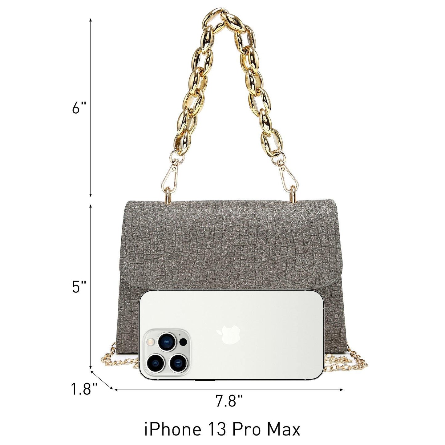 Chain Clutch Purse Glittering Evening Bag Party Cocktail Prom Handbags for Women - Dasein Bags