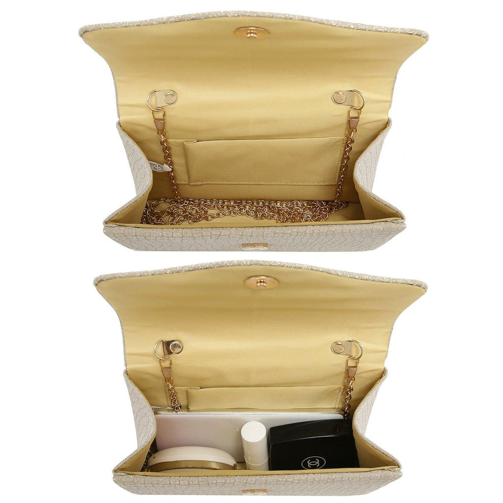 Chain Clutch Purse Glittering Evening Bag Party Cocktail Prom Handbags for Women - Dasein Bags