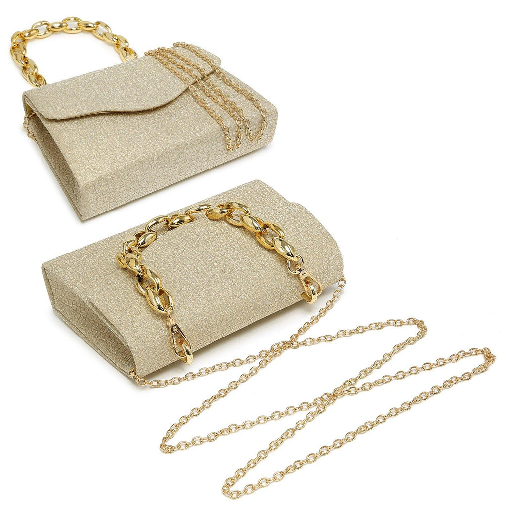 Chain Clutch Purse Glittering Evening Bag Party Cocktail Prom Handbags for Women - Dasein Bags