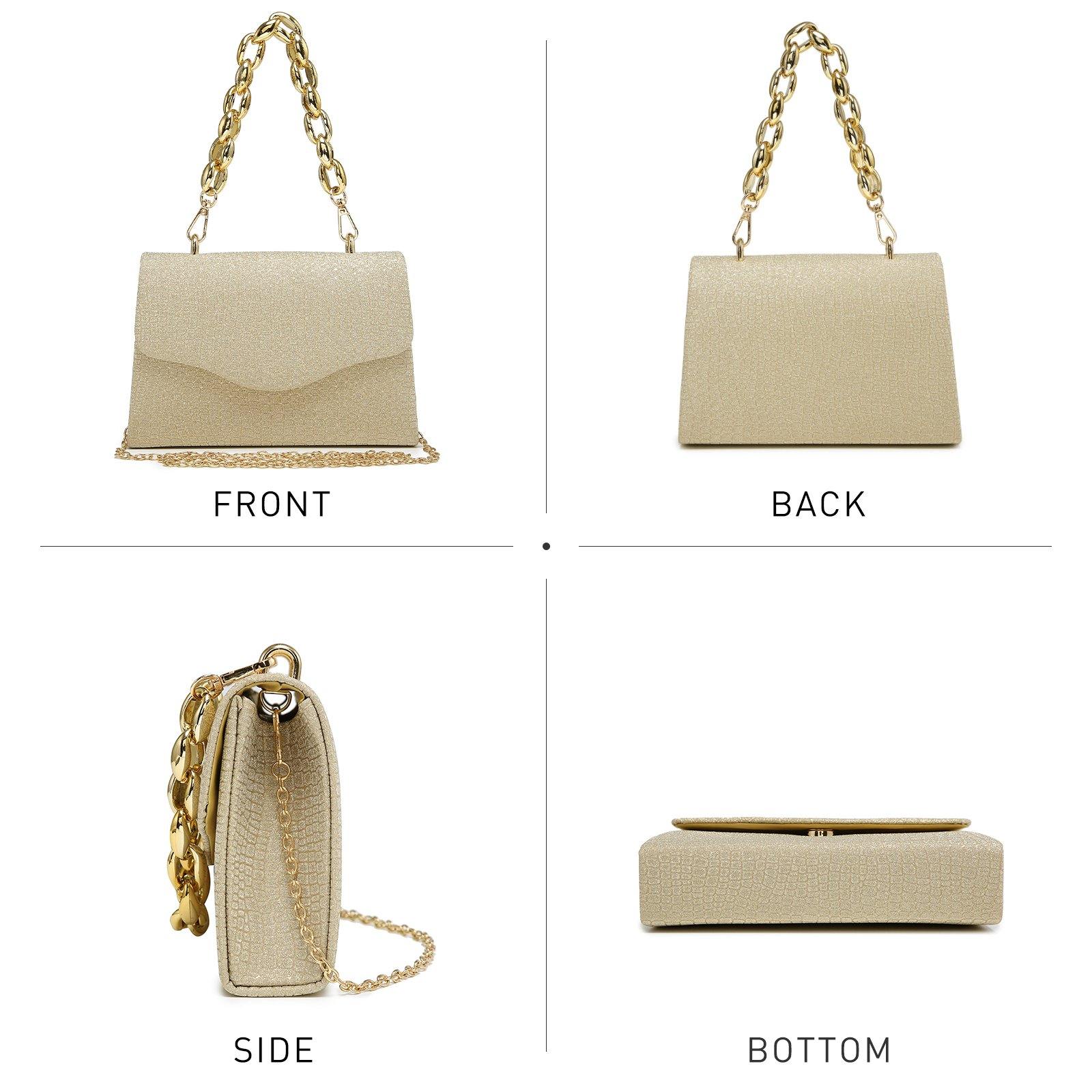 Chain Clutch Purse Glittering Evening Bag Party Cocktail Prom Handbags for Women - Dasein Bags