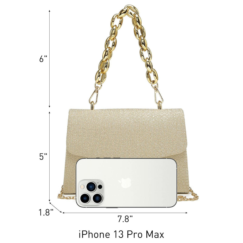 Chain Clutch Purse Glittering Evening Bag Party Cocktail Prom Handbags for Women - Dasein Bags