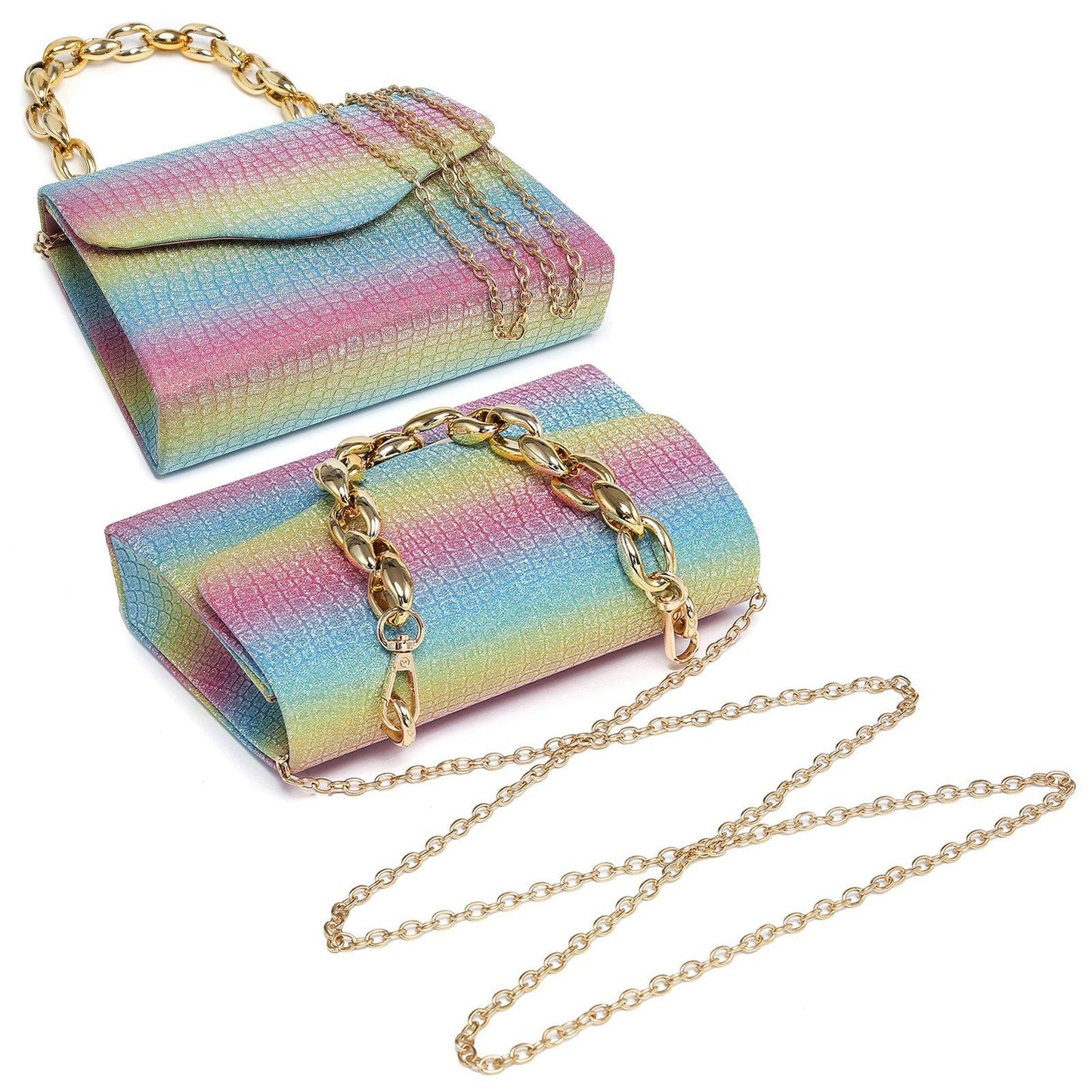 Chain Clutch Purse Glittering Evening Bag Party Cocktail Prom Handbags for Women - Dasein Bags