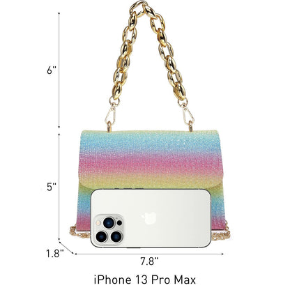 Chain Clutch Purse Glittering Evening Bag Party Cocktail Prom Handbags for Women - Dasein Bags