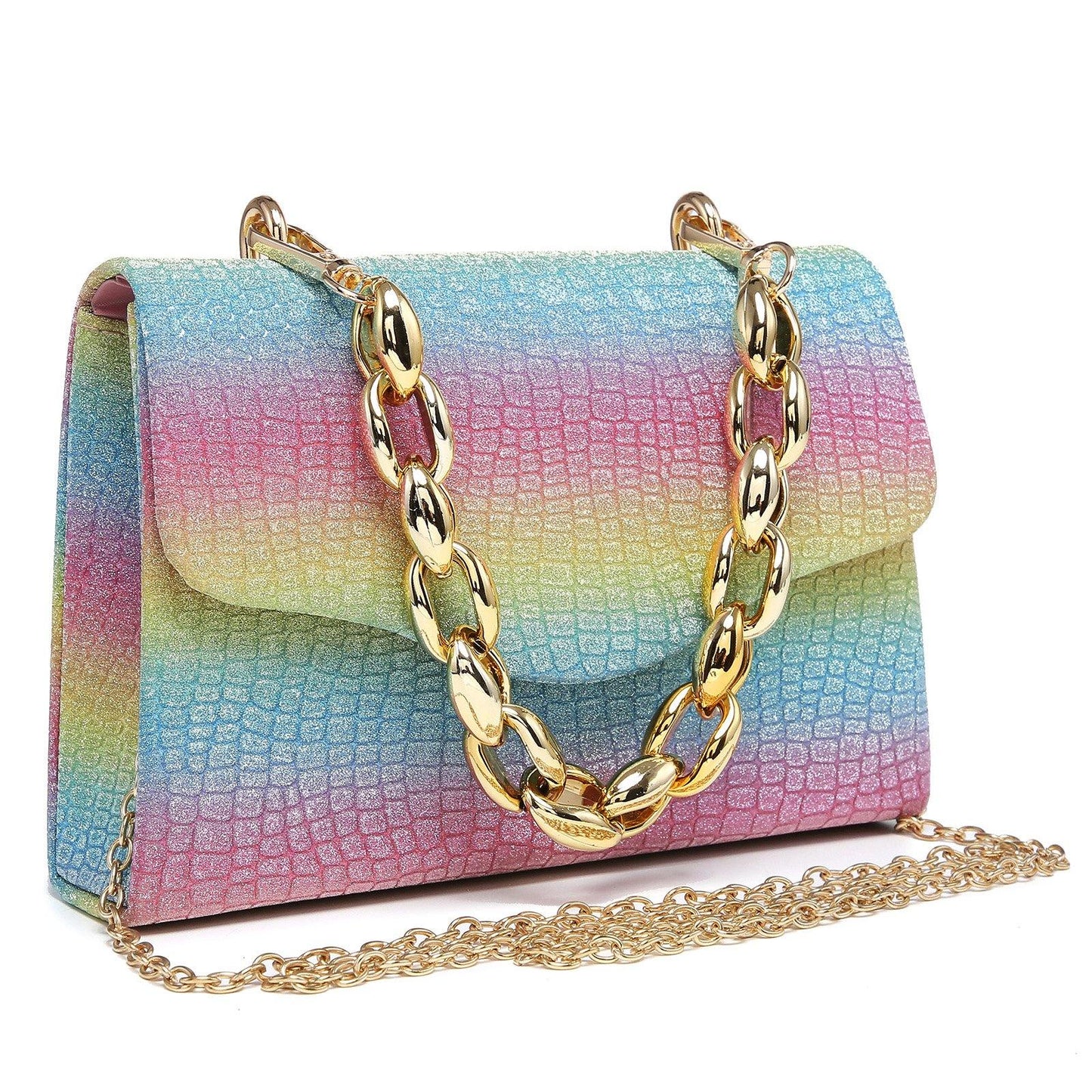 Chain Clutch Purse Glittering Evening Bag Party Cocktail Prom Handbags for Women - Dasein Bags