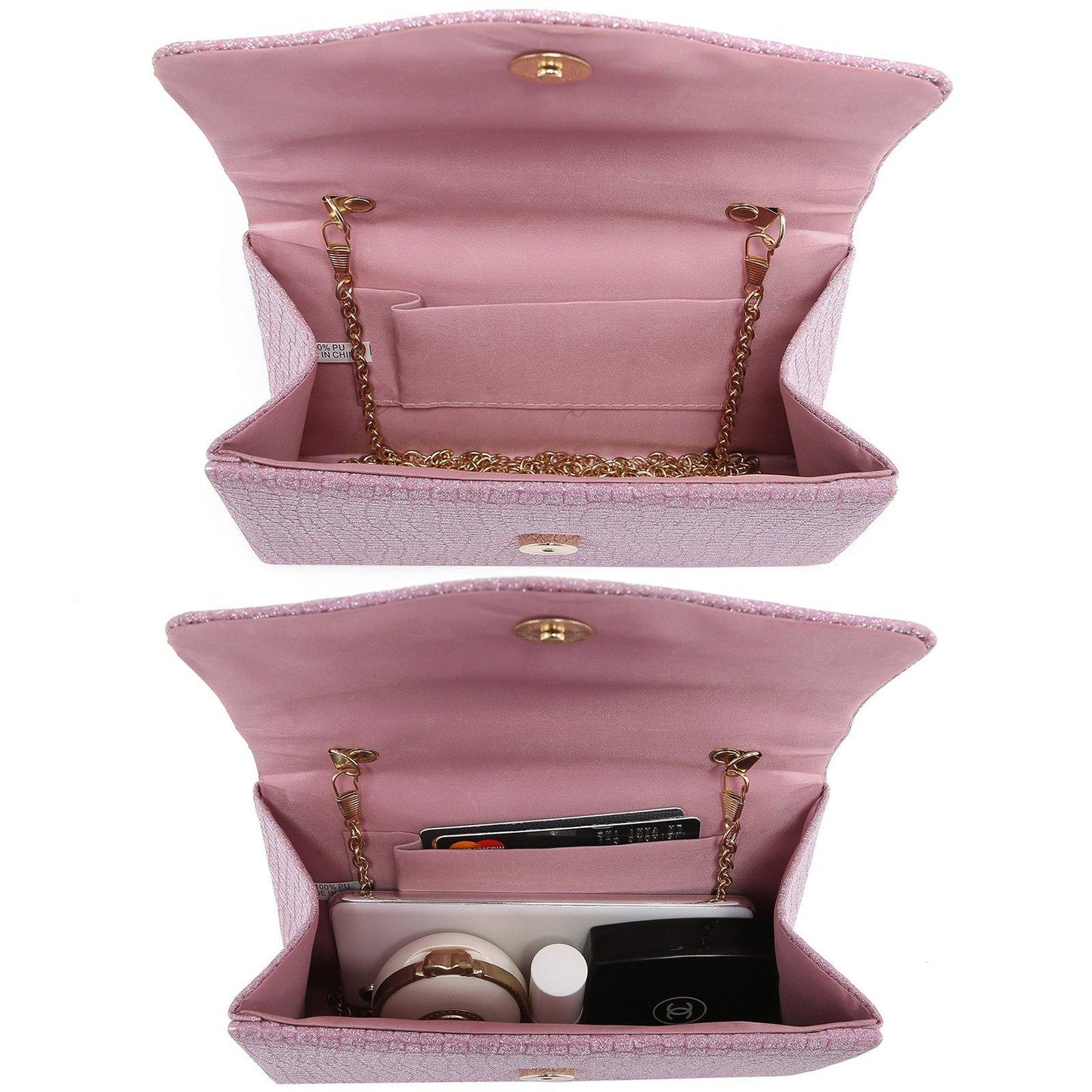 Chain Clutch Purse Glittering Evening Bag Party Cocktail Prom Handbags for Women - Dasein Bags