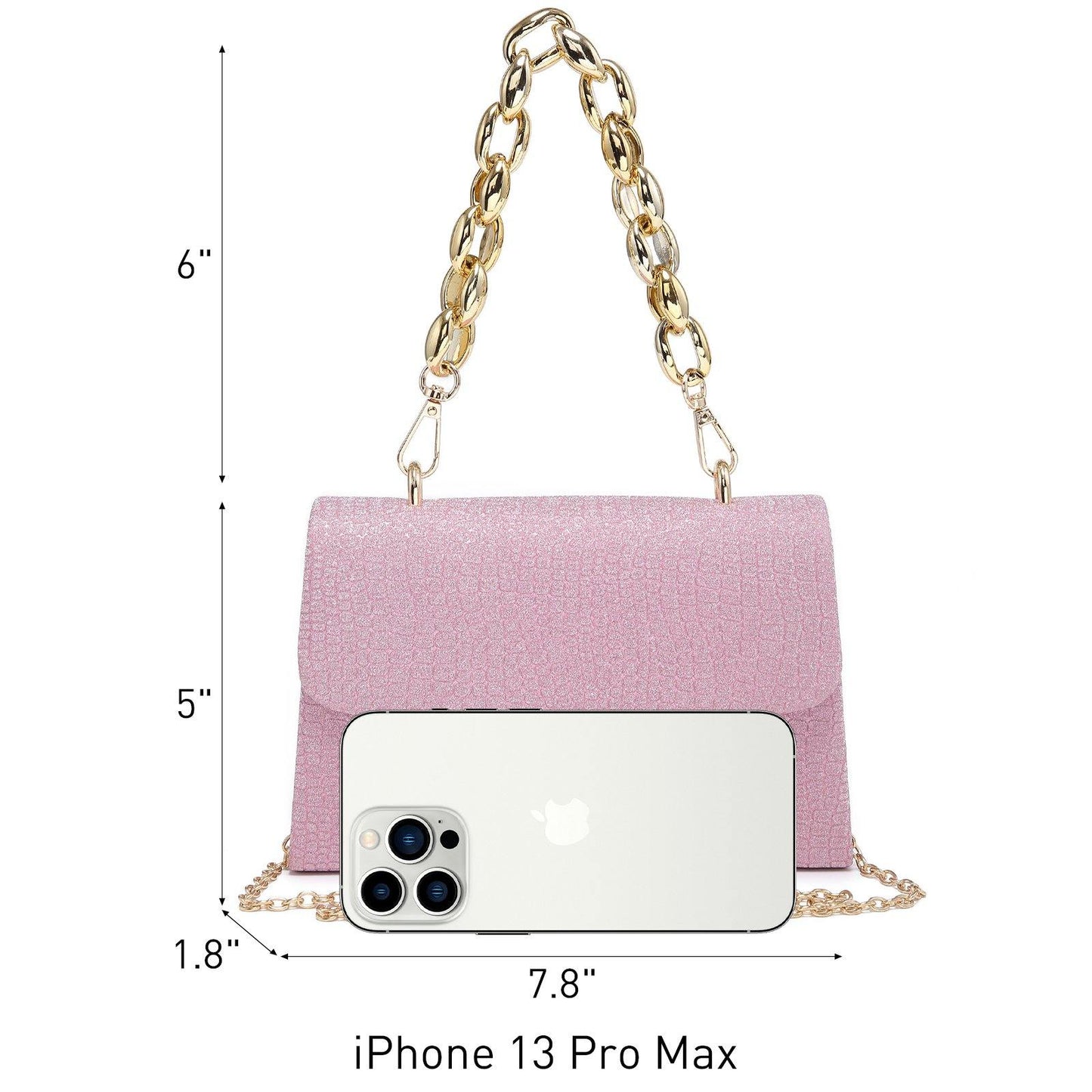 Chain Clutch Purse Glittering Evening Bag Party Cocktail Prom Handbags for Women - Dasein Bags