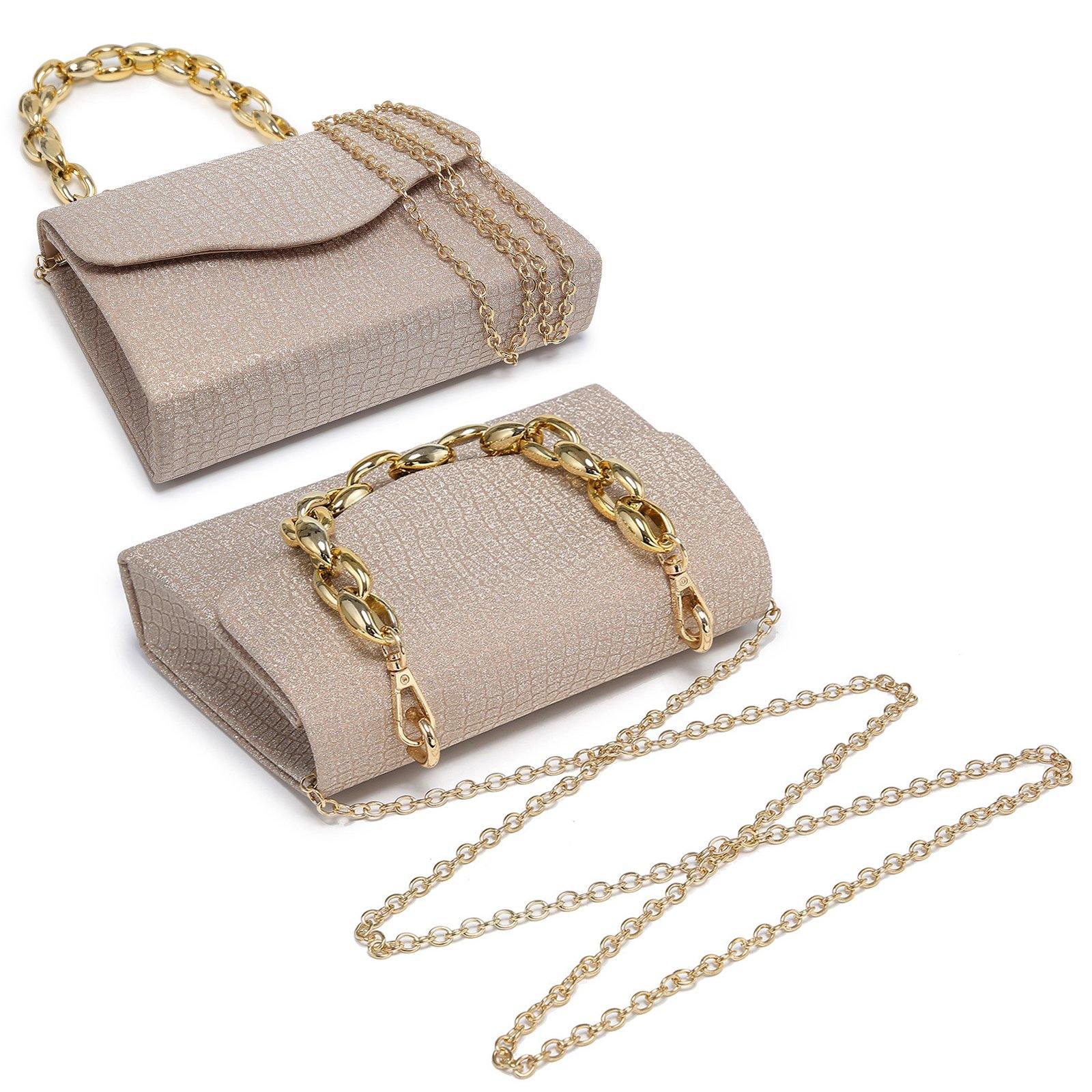 Quilted Denim Shoulder Bag Gold & Silver Tone Metal Chain Purse Crossbody |  eBay