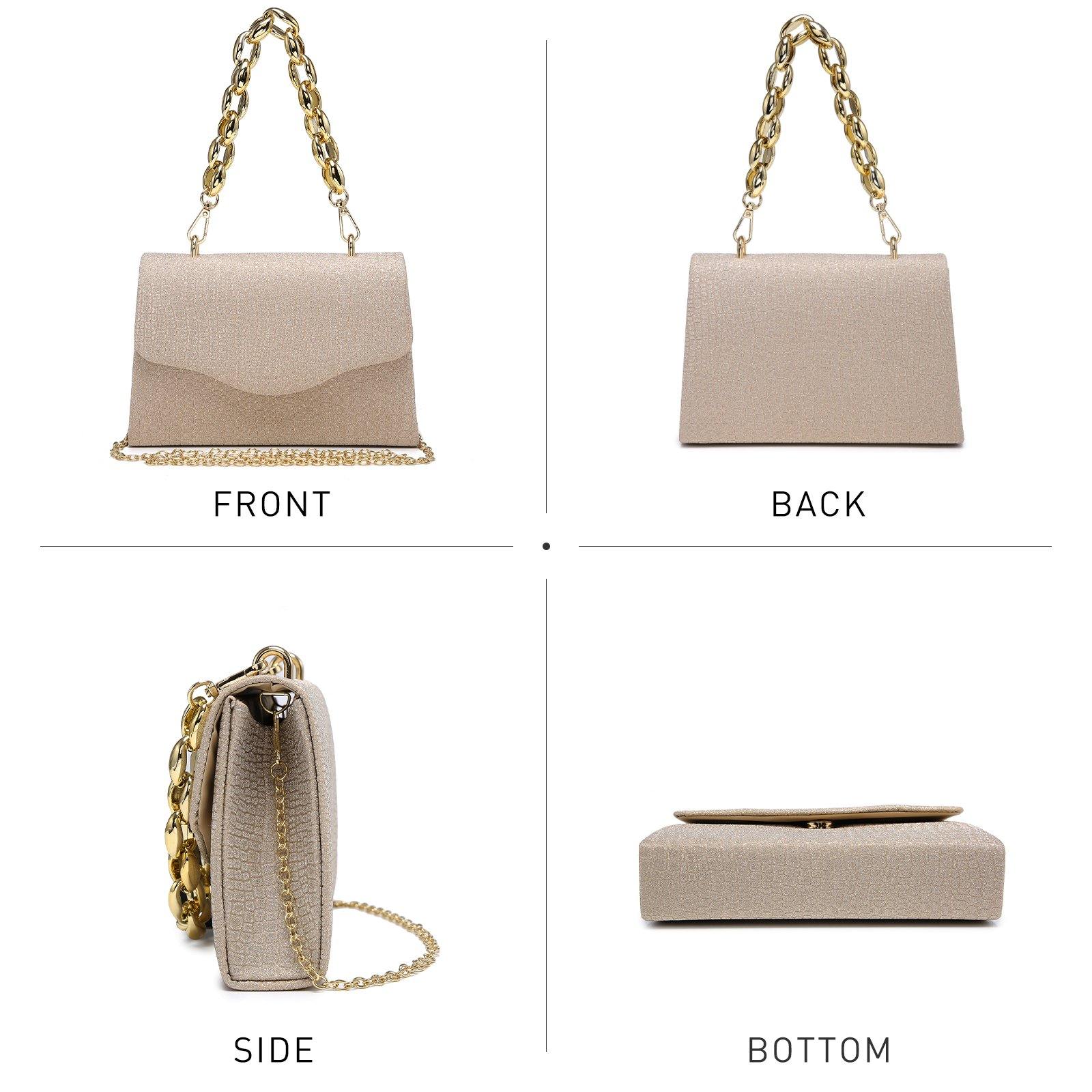 Chain Clutch Purse Glittering Evening Bag Party Cocktail Prom Handbags for Women - Dasein Bags