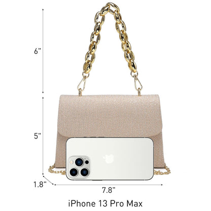 Chain Clutch Purse Glittering Evening Bag Party Cocktail Prom Handbags for Women - Dasein Bags