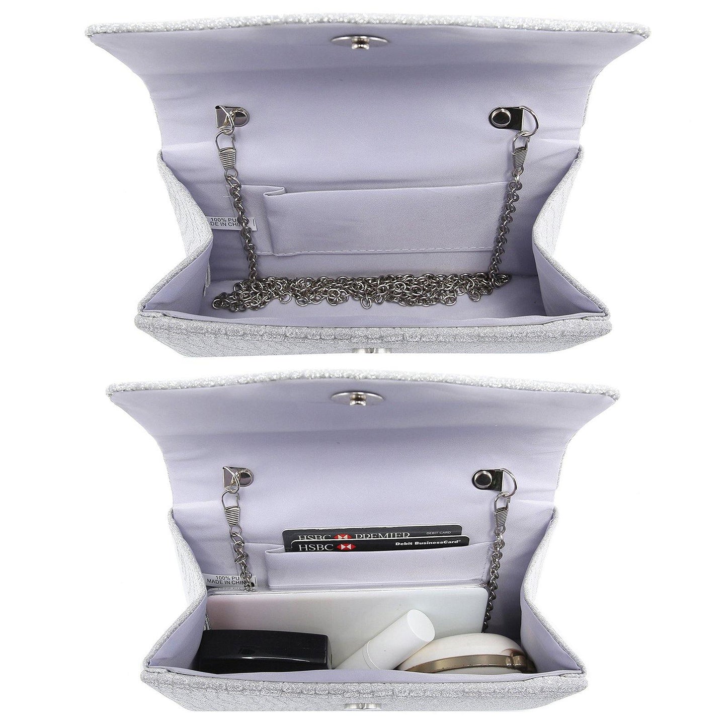 Chain Clutch Purse Glittering Evening Bag Party Cocktail Prom Handbags for Women - Dasein Bags