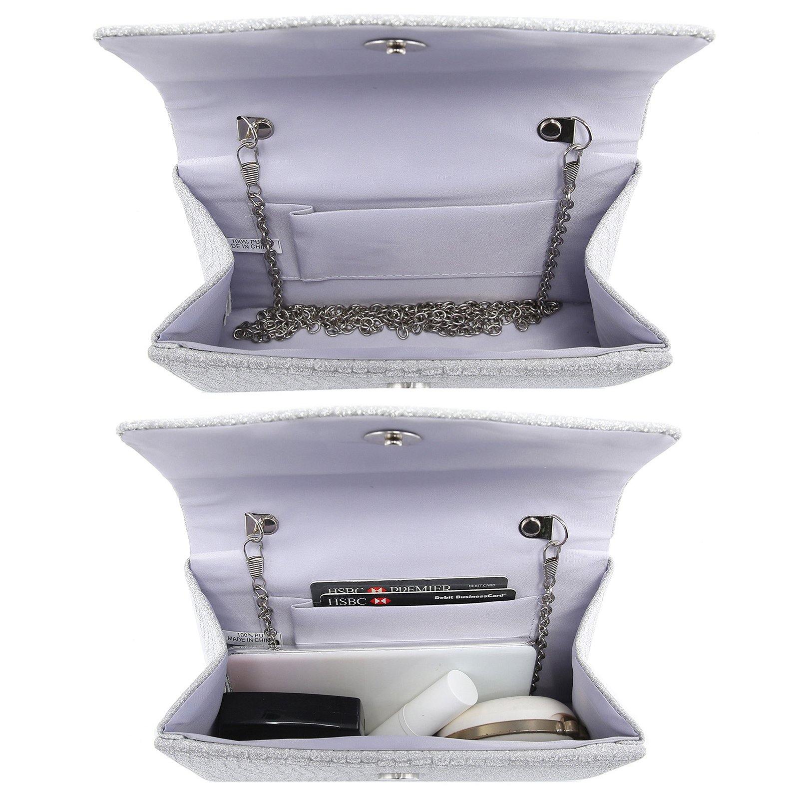 Chain Clutch Purse Glittering Evening Bag Party Cocktail Prom Handbags for Women - Dasein Bags