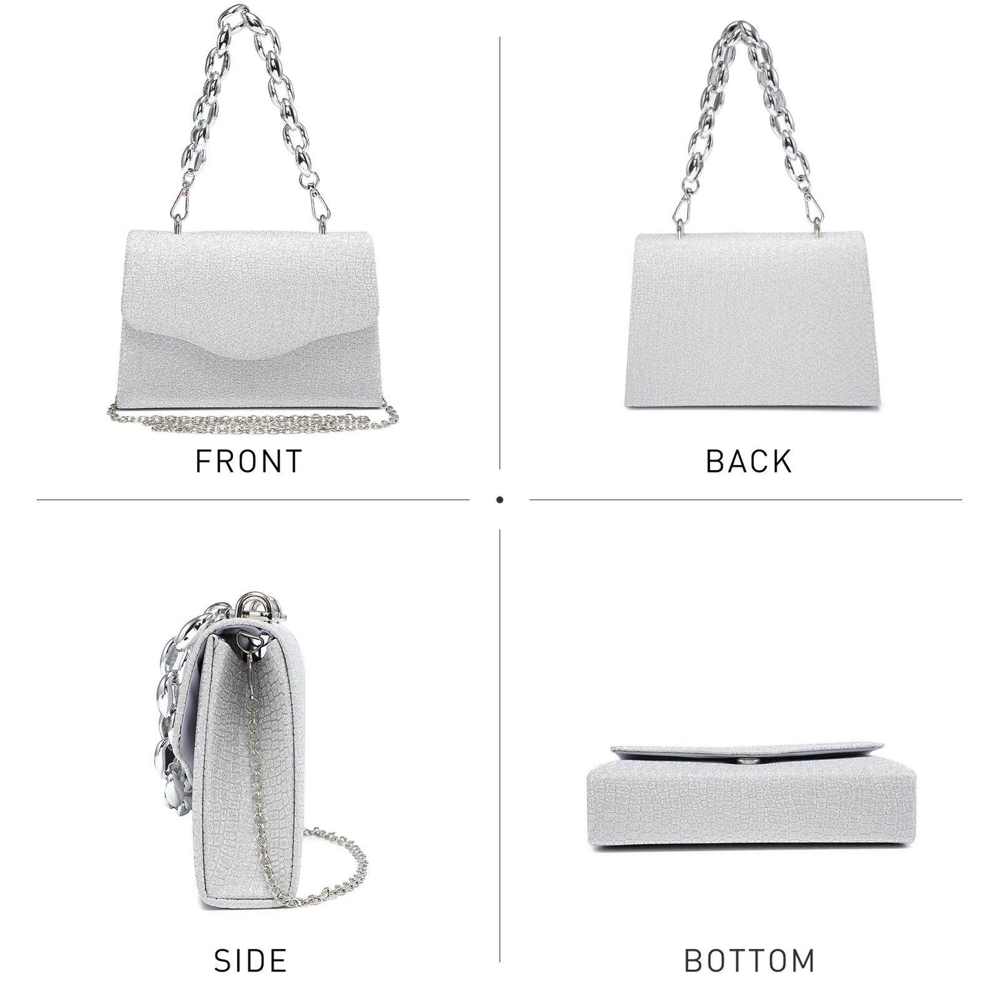 Chain Clutch Purse Glittering Evening Bag Party Cocktail Prom Handbags for Women - Dasein Bags