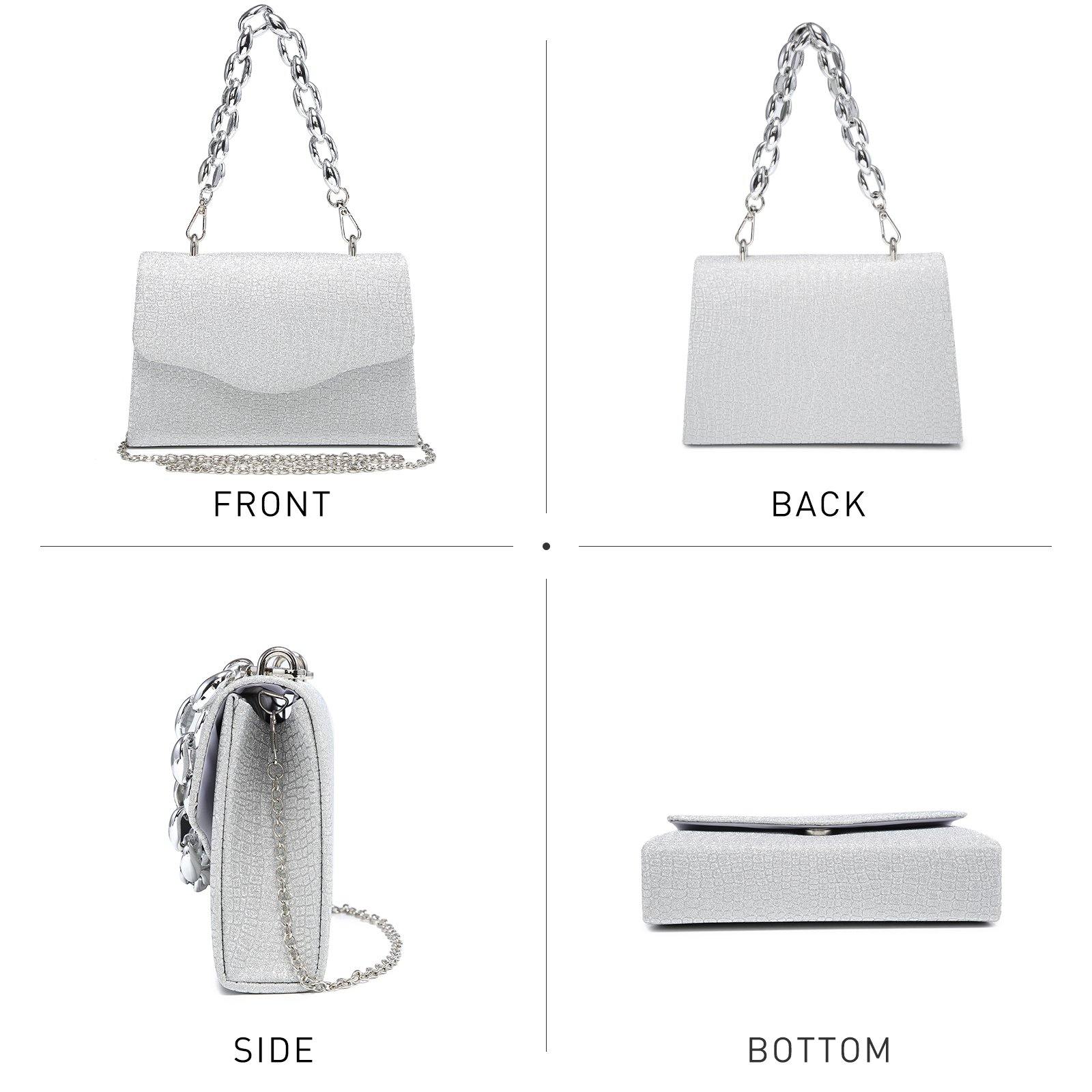 Chain Clutch Purse Glittering Evening Bag Party Cocktail Prom Handbags for Women - Dasein Bags