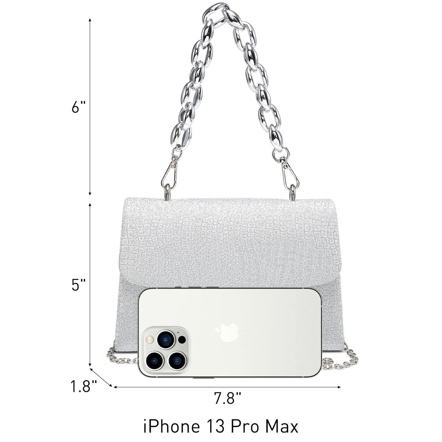 Chain Clutch Purse Glittering Evening Bag Party Cocktail Prom Handbags for Women - Dasein Bags