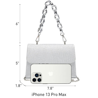 Chain Clutch Purse Glittering Evening Bag Party Cocktail Prom Handbags for Women - Dasein Bags