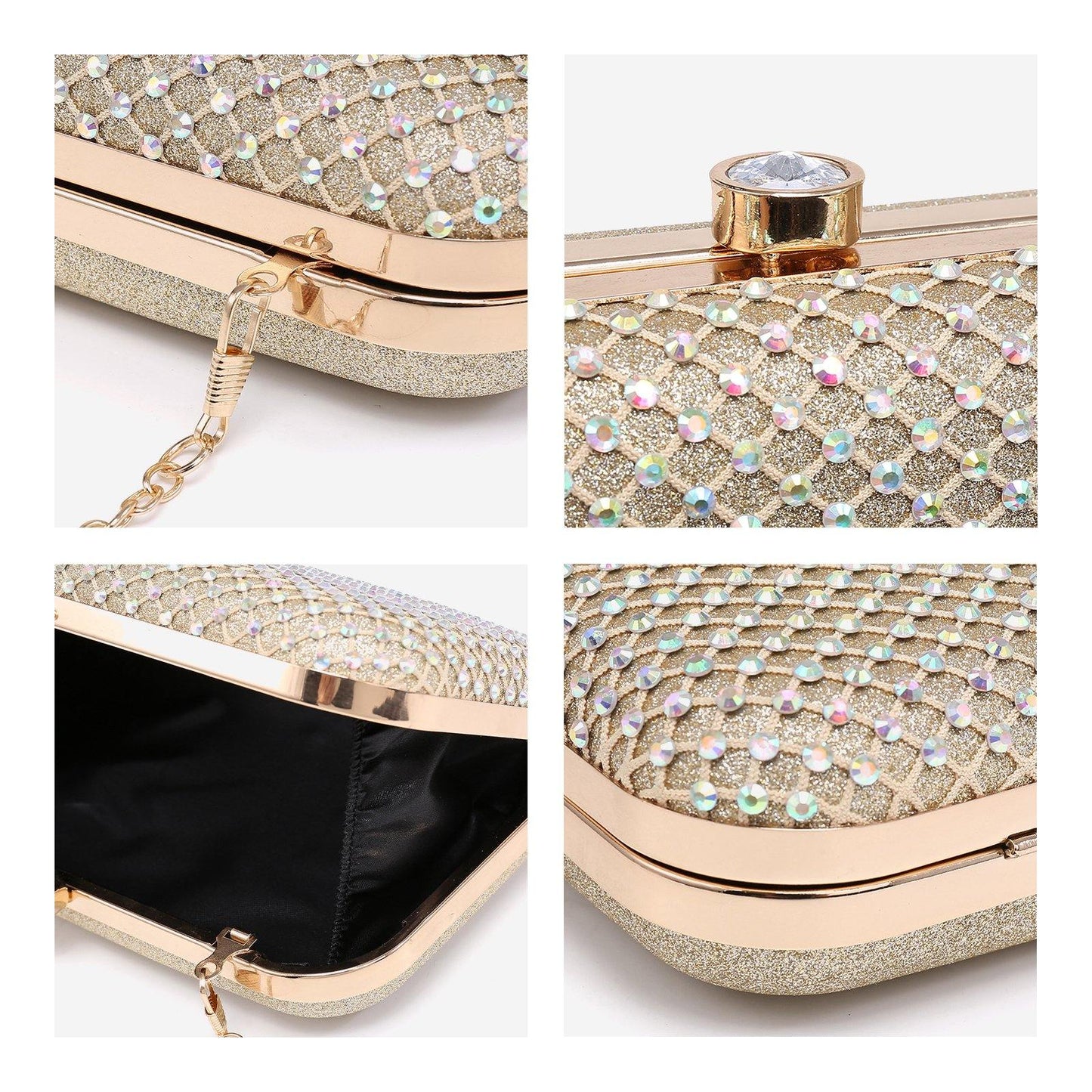 Womens Sparkling Rhinestone Clutch Evening Purse for Prom Party Wedding Dasein - Dasein Bags
