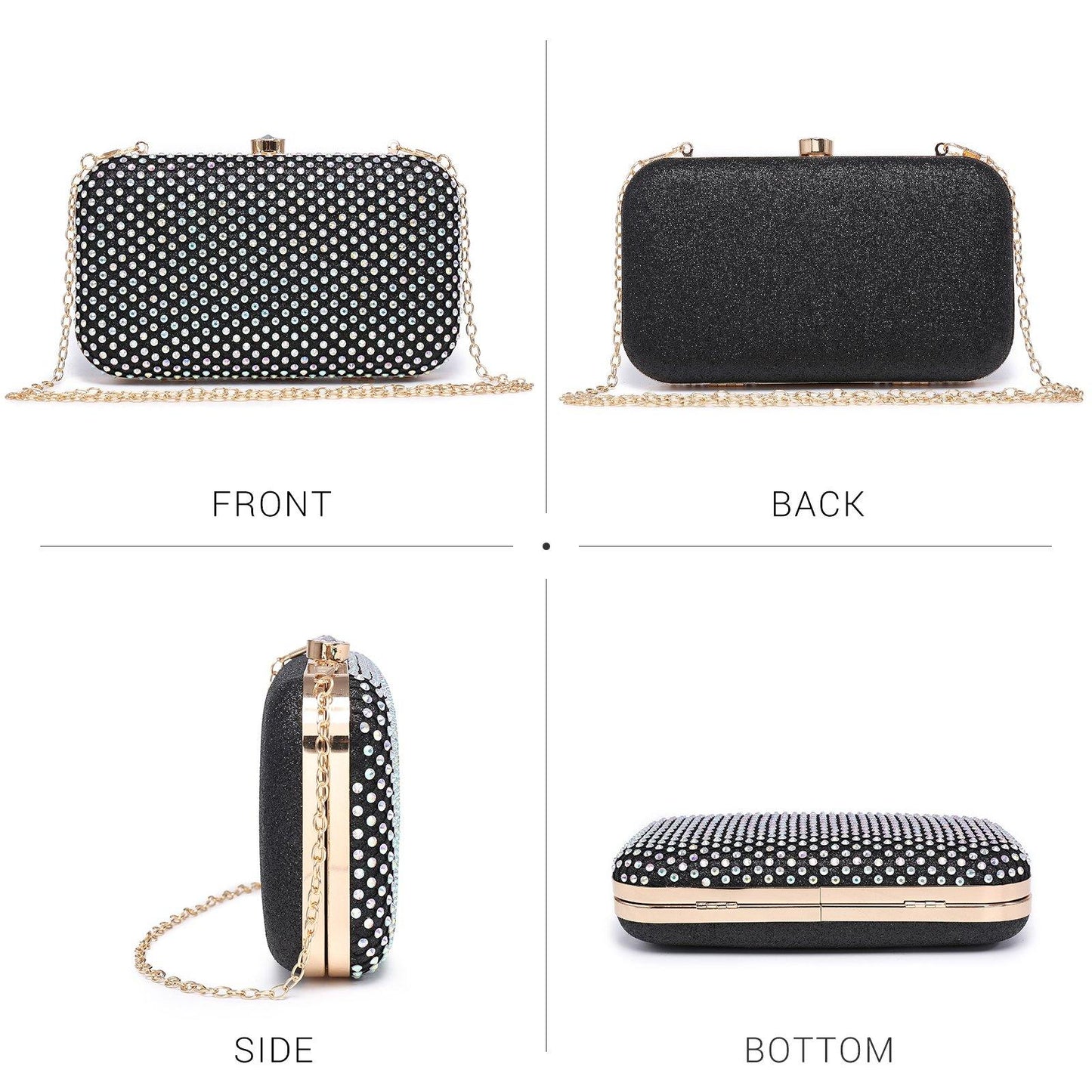 Womens Sparkling Rhinestone Clutch Evening Purse for Prom Party Wedding Dasein - Dasein Bags