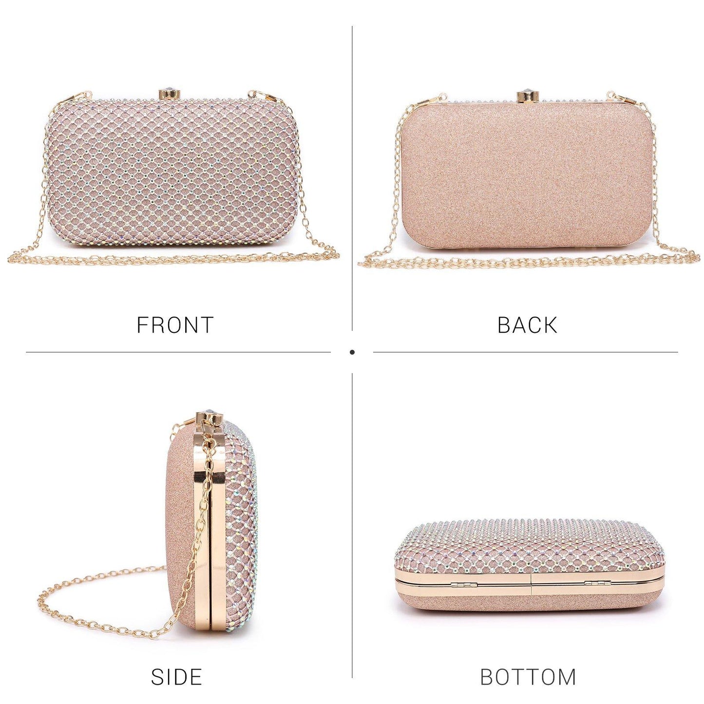 Womens Sparkling Rhinestone Clutch Evening Purse for Prom Party Wedding Dasein - Dasein Bags