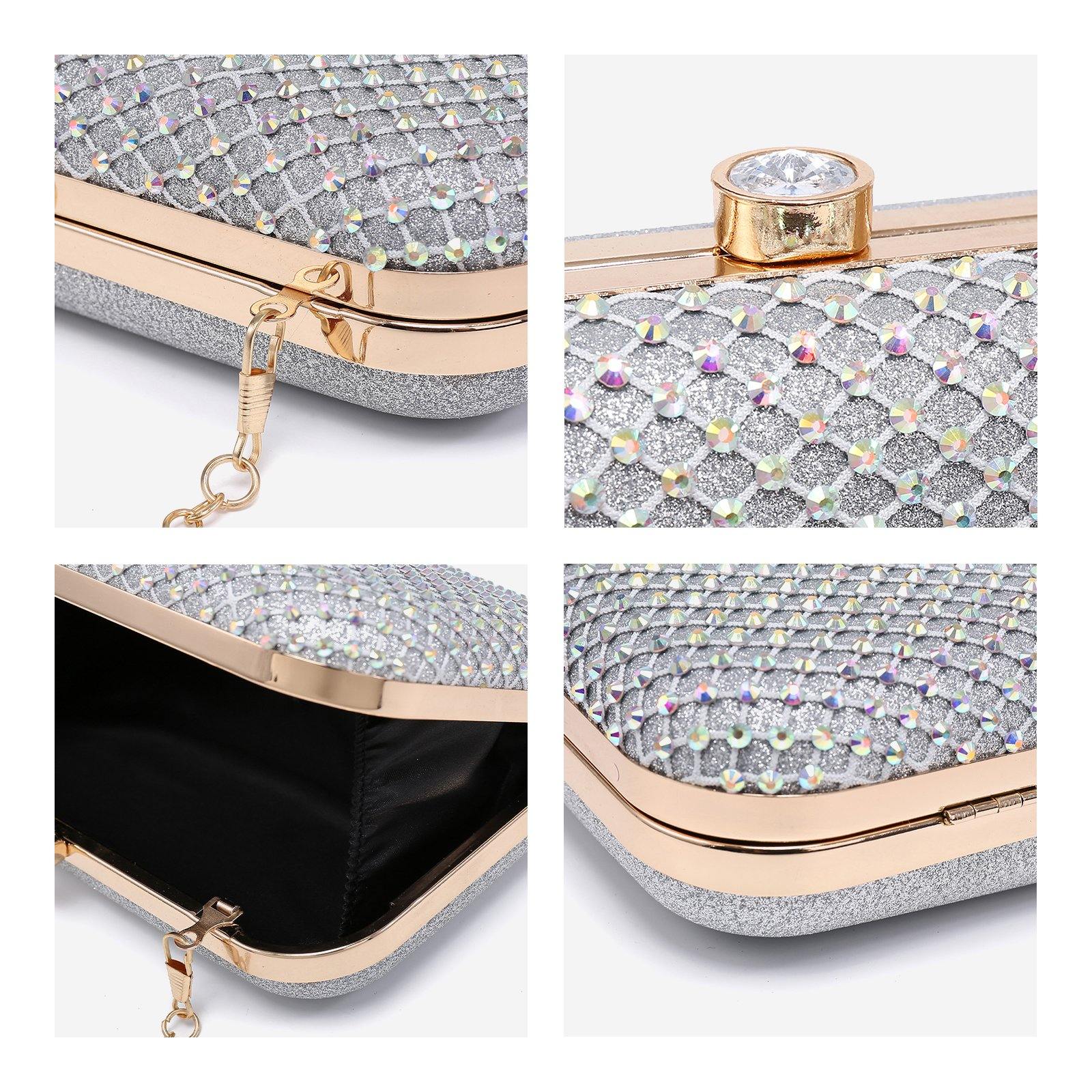 Womens Sparkling Rhinestone Clutch Evening Purse for Prom Party Wedding Dasein - Dasein Bags
