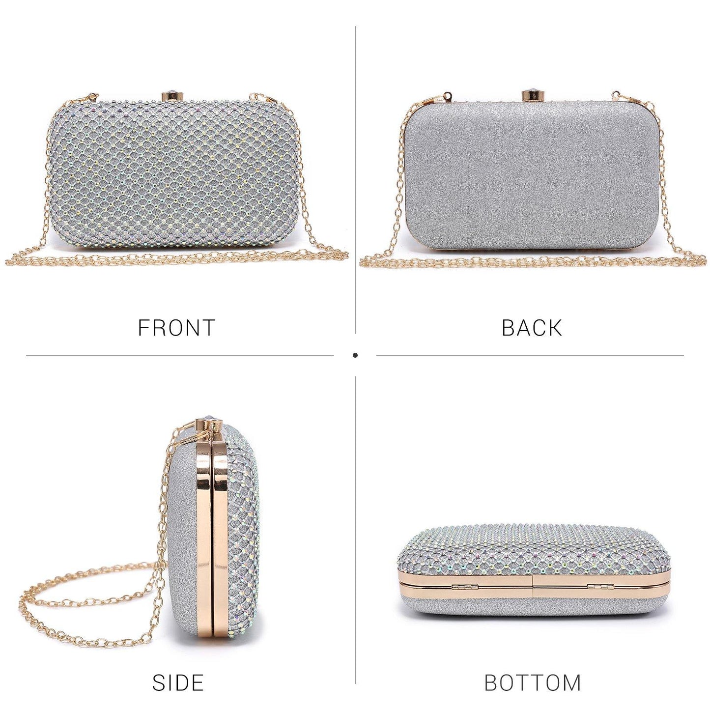 Womens Sparkling Rhinestone Clutch Evening Purse for Prom Party Wedding Dasein - Dasein Bags