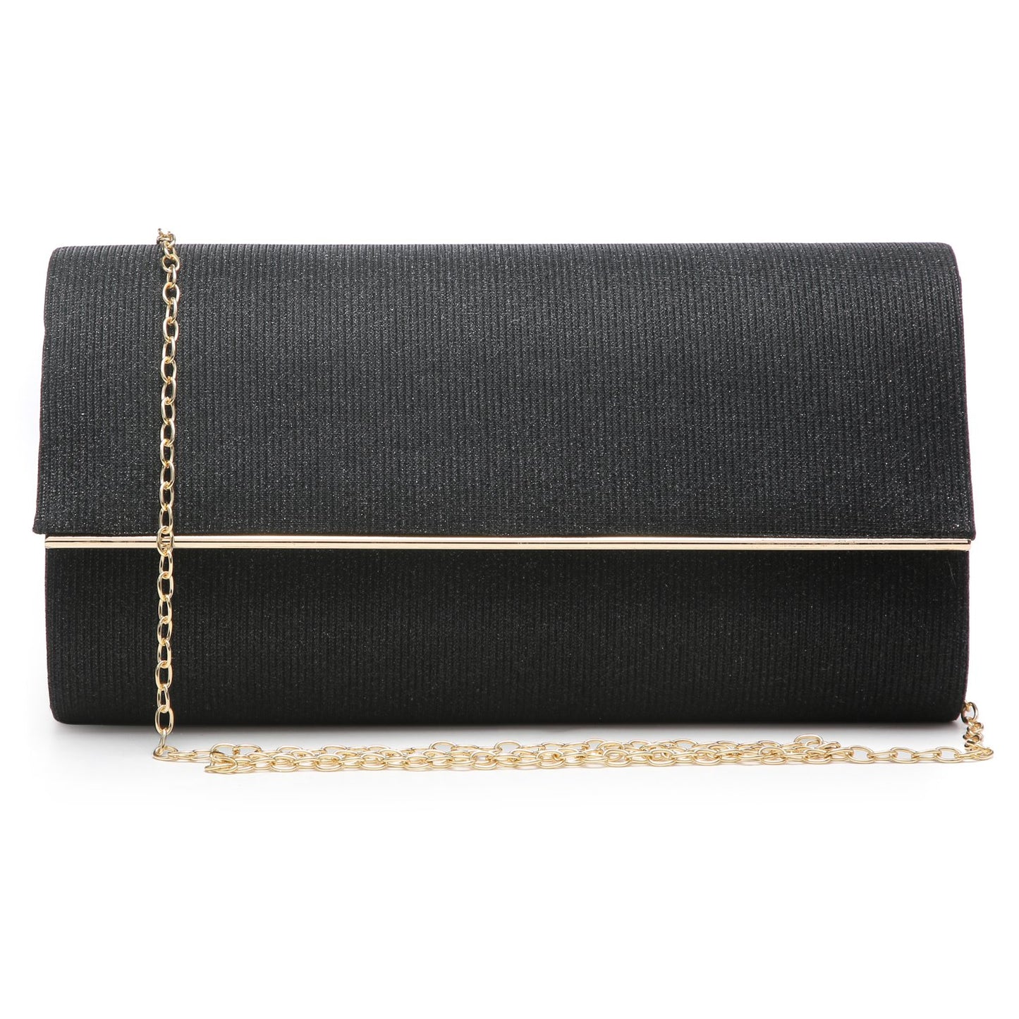 Glitter Gold Trim Evening Clutch-Handbags & Purses-Dasein Bags