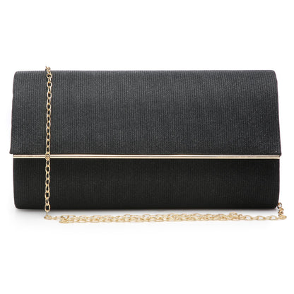 Glitter Gold Trim Evening Clutch-Handbags & Purses-Dasein Bags