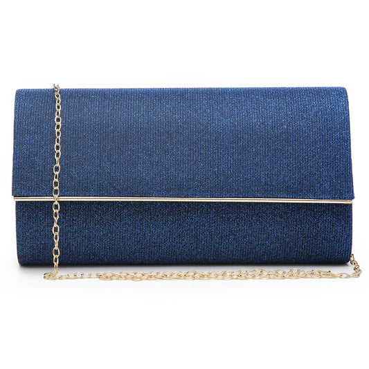Glitter Gold Trim Evening Clutch-Handbags & Purses-Dasein Bags