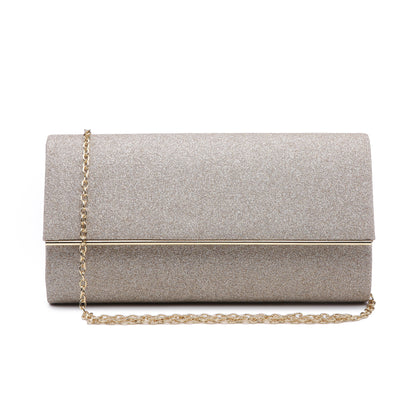 Glitter Gold Trim Evening Clutch-Handbags & Purses-Dasein Bags