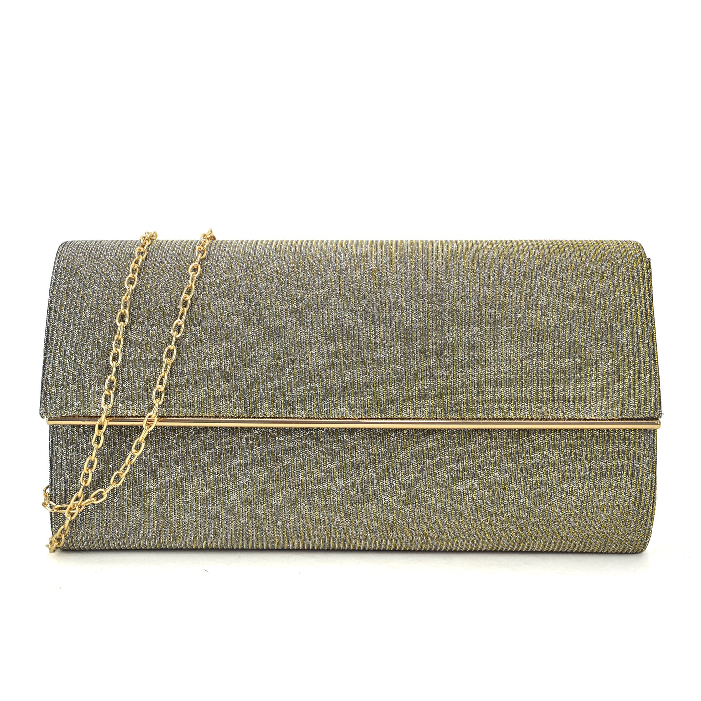 Glitter Gold Trim Evening Clutch-Handbags & Purses-Dasein Bags